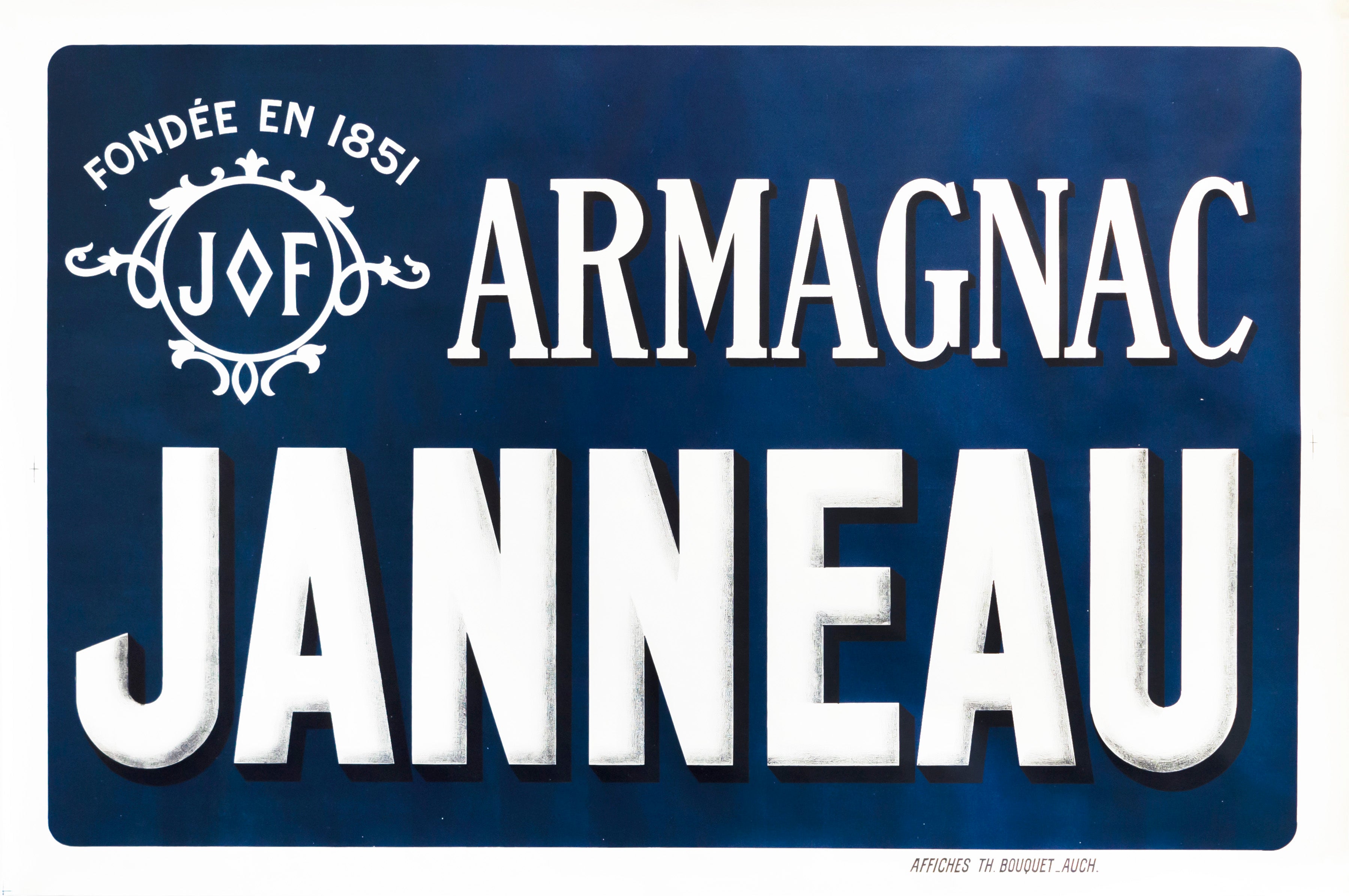 1900s French Vintage Armagnac Janneau Poster - Antique Alcohol Advertisement with Classic Typography - Perfect for Bar Decor, Man Cave, or Vintage Collectors