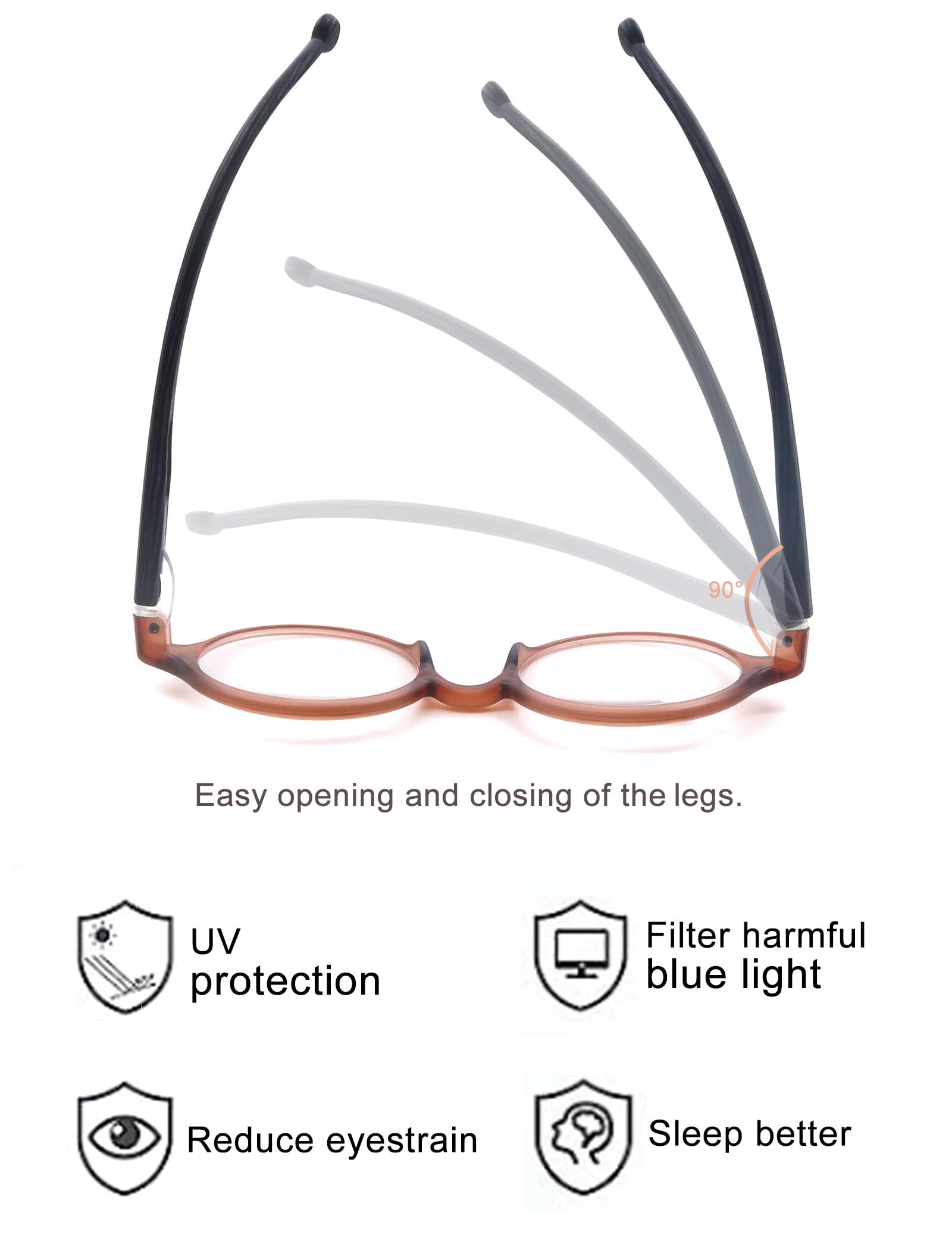 Blue Light Blocking Round Reading Glasses for Women & Men - Unisex Ultra Lightweight Circular Readers - Perfect for Computer Work, Reading & Screen Time