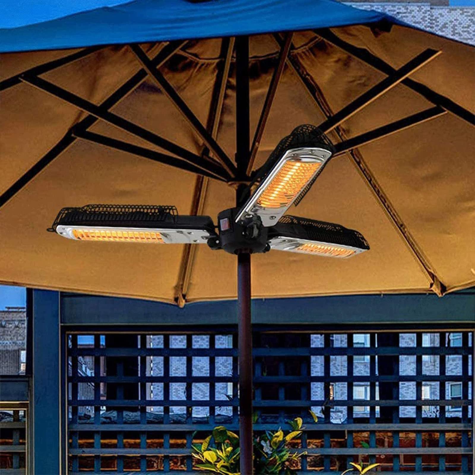 FJB Hanging Halogen Patio Heater - 1500W Electric Outdoor Heater with 3 Heat Settings for Balcony, Courtyard, Garage, Terrace & Restaurant Use - Perfect for Cold Weather Comfort