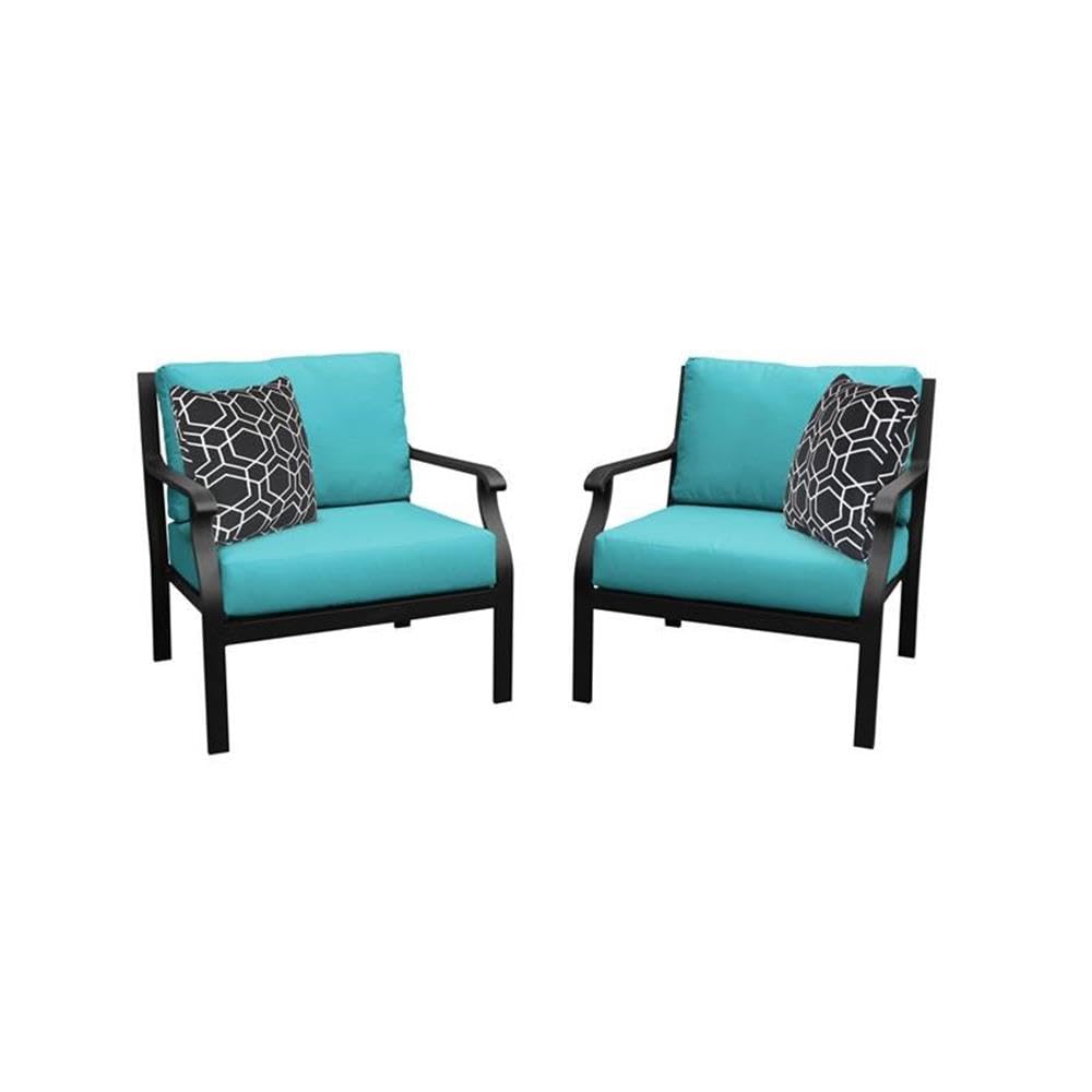 TK Classics Kathy Ireland Madison Ave. 2-Piece Aluminum Patio Furniture Set in Aruba Blue - Outdoor Dining Set for Poolside, Garden or Backyard Relaxation
