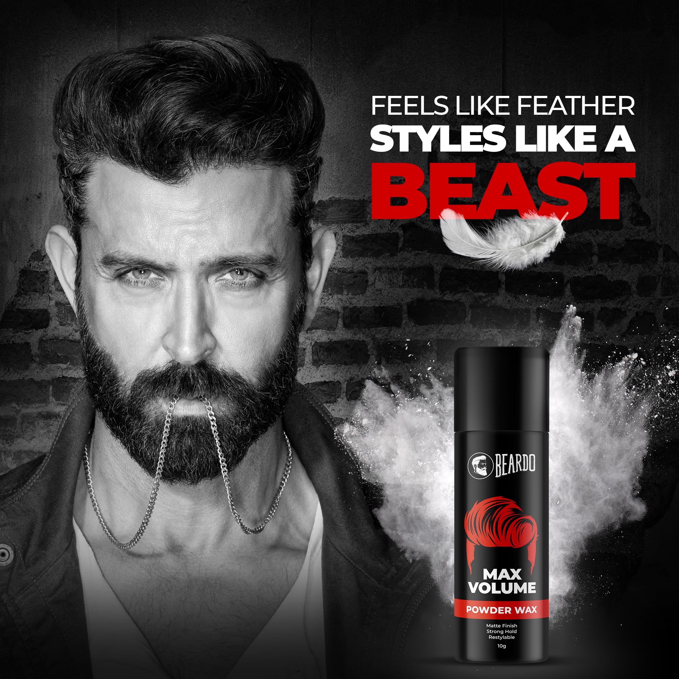 Beardo Max Volume Powder Wax for Men – 10gm Matte Finish Hair Styling Wax with Strong Hold | Restylable Volumizing Powder for Instant Lift & Lightweight Texture | Perfect for Daily Styling, Special Occasions & Thin Hair