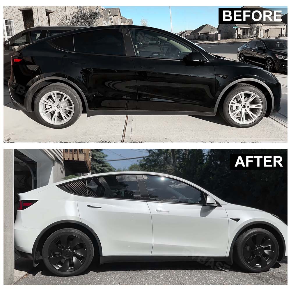 EVBASE Model Y 19-Inch Überturbine Wheel Cover Set (4PCS) - Matte Black Replacement Caps for Tesla Model Y - Enhance Style & Protection for Daily Driving & Road Trips