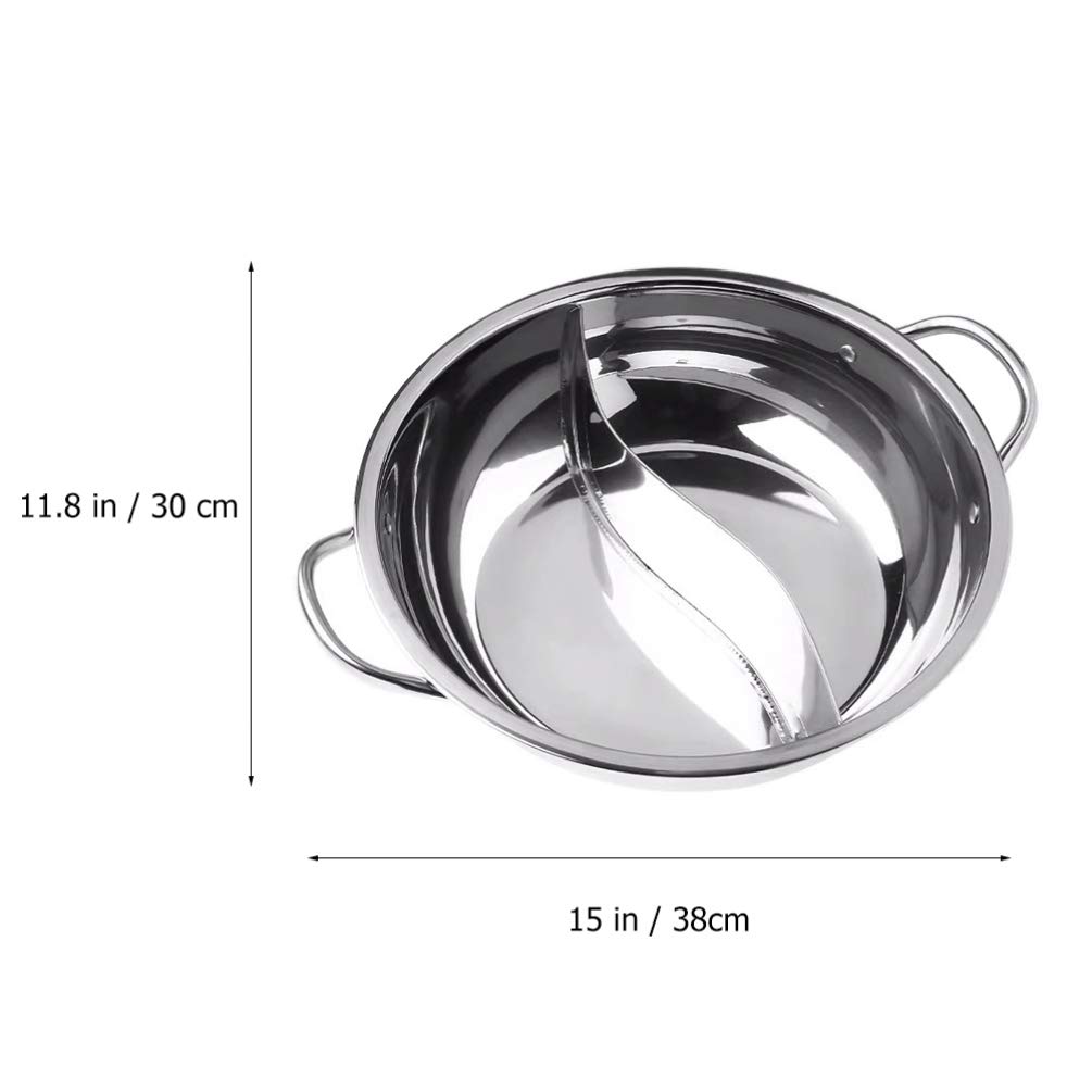 Premium Hemoton Dual Hot Pot - 1pc Stainless Steel Shabu Pot with Divider for Two Flavors - Induction & Gas Stove Compatible Cookware - Perfect for Family Dinners, Hot Pot Parties & Asian Cuisine Cooking