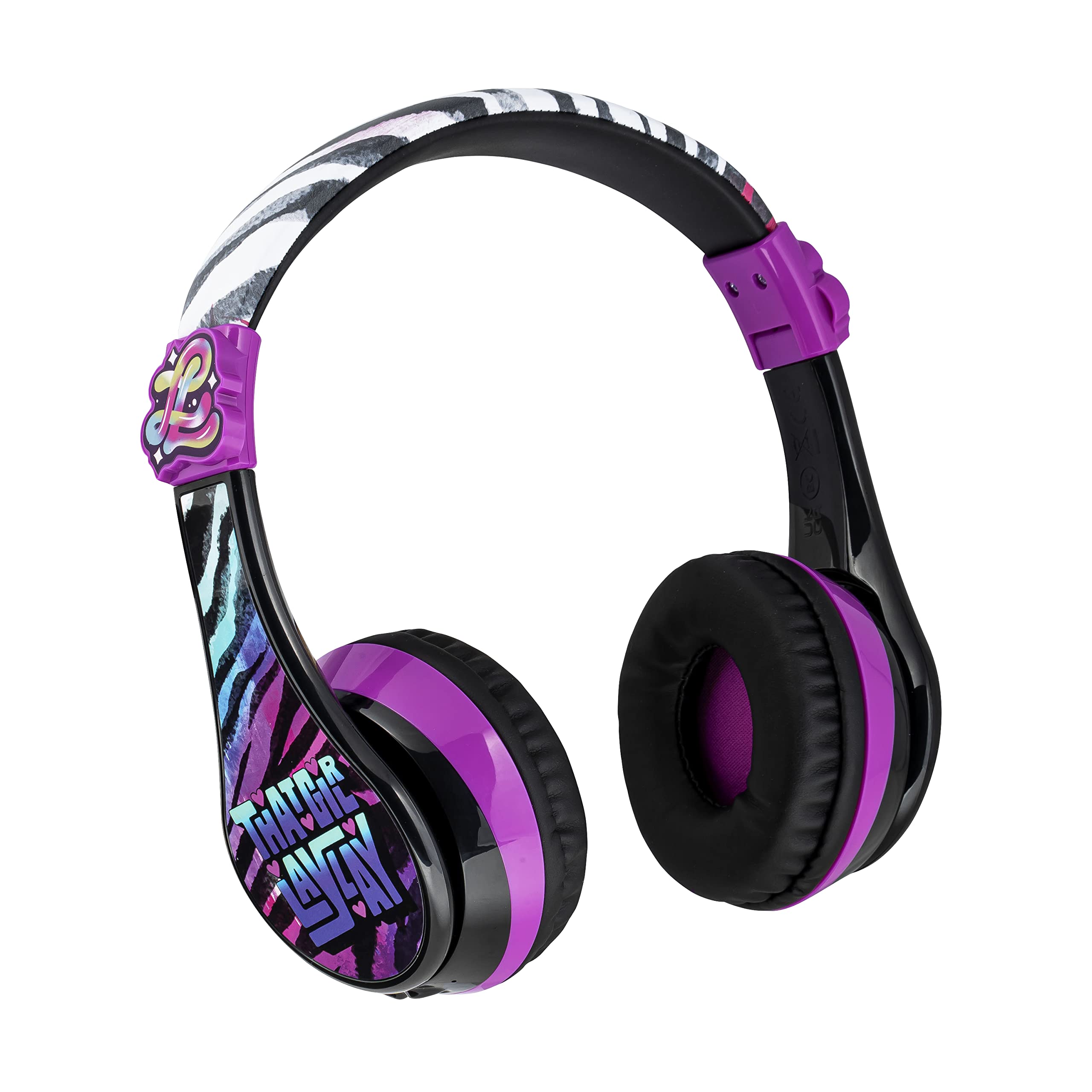 eKids That Girl Lay Lay Bluetooth Headphones for Kids - Wireless Headphones with Built-in Mic, Volume Limiting Safe Headphones for School, Home, Travel & Online Learning - Perfect for Classroom, Airplane & Virtual Classes