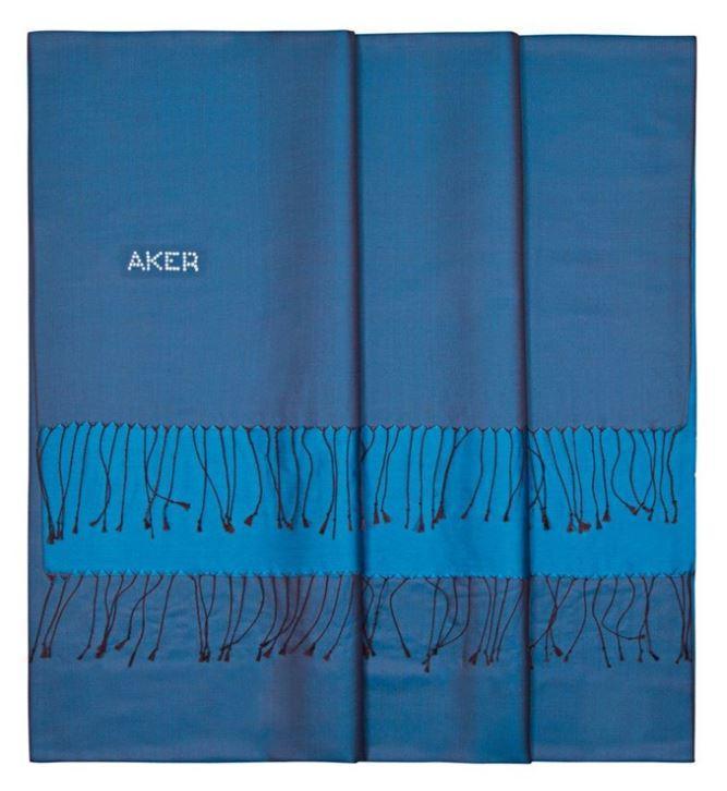 Aker Bi-Color Blue Silk Scarf Shawl - Lightweight & Elegant for Women - Perfect for Office, Travel, and Special Occasions
