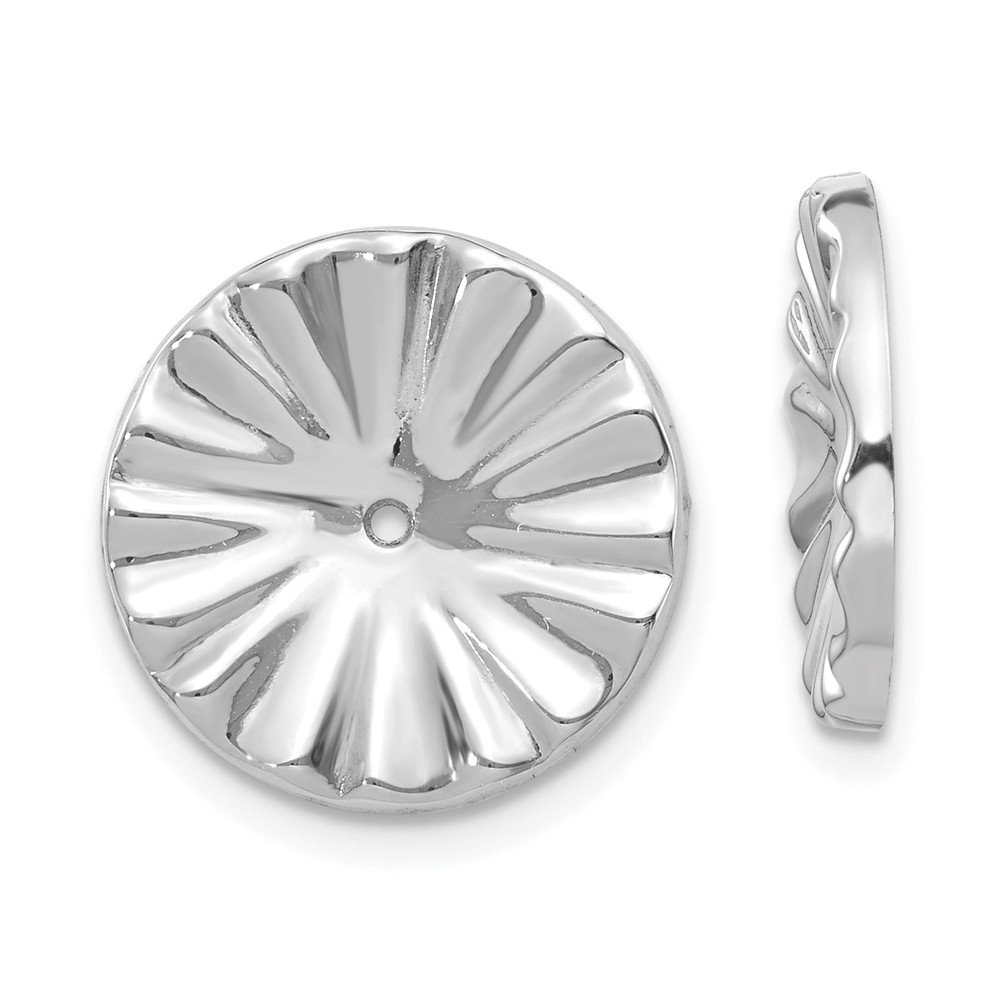 Solid 14K White Gold Fancy Earring Jackets - Elegant Stud Enhancers for Weddings & Special Occasions