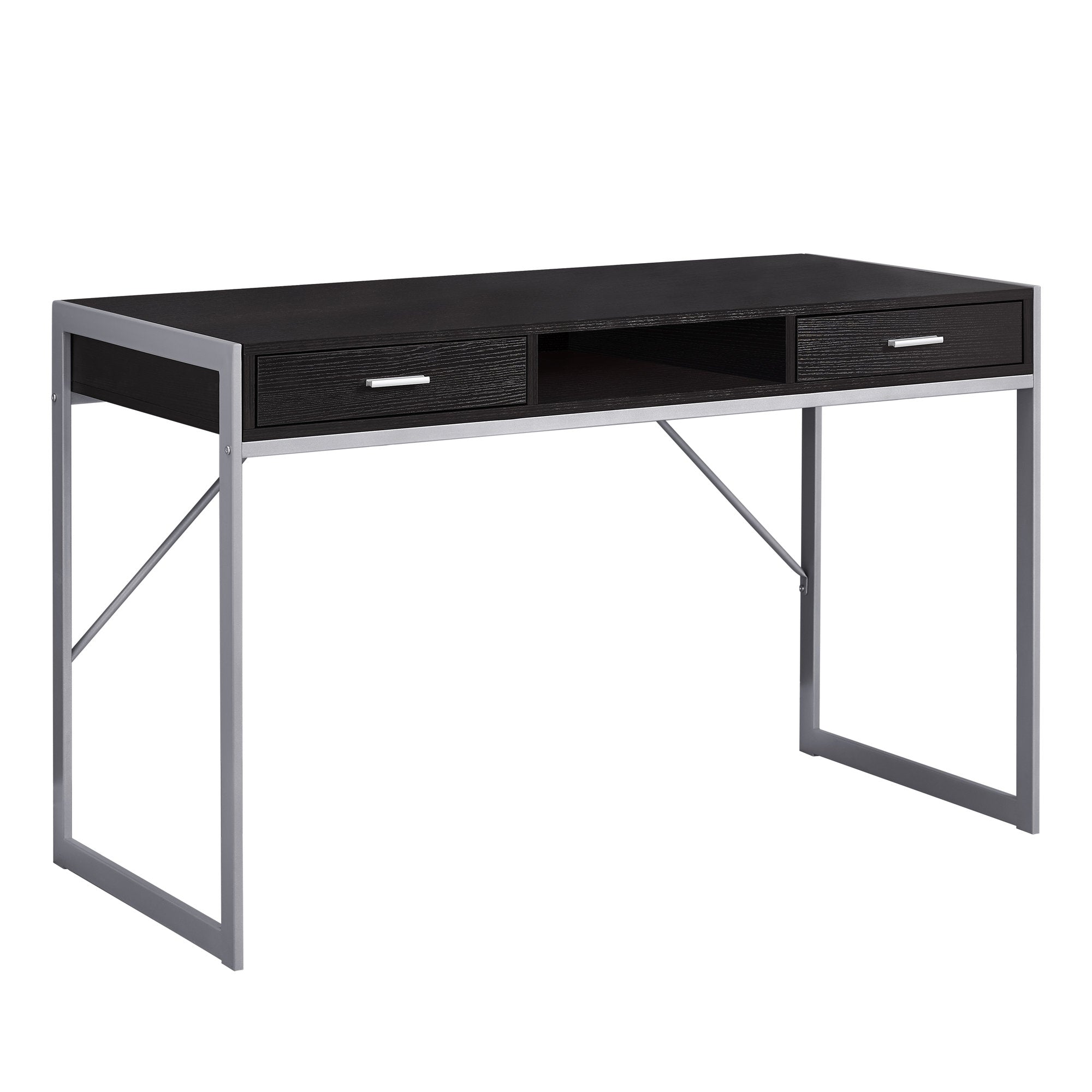 Office Series 48L Espresso Silver Metal Storage Cabinet - Perfect for Home Office, Living Room, or Dorm Organization