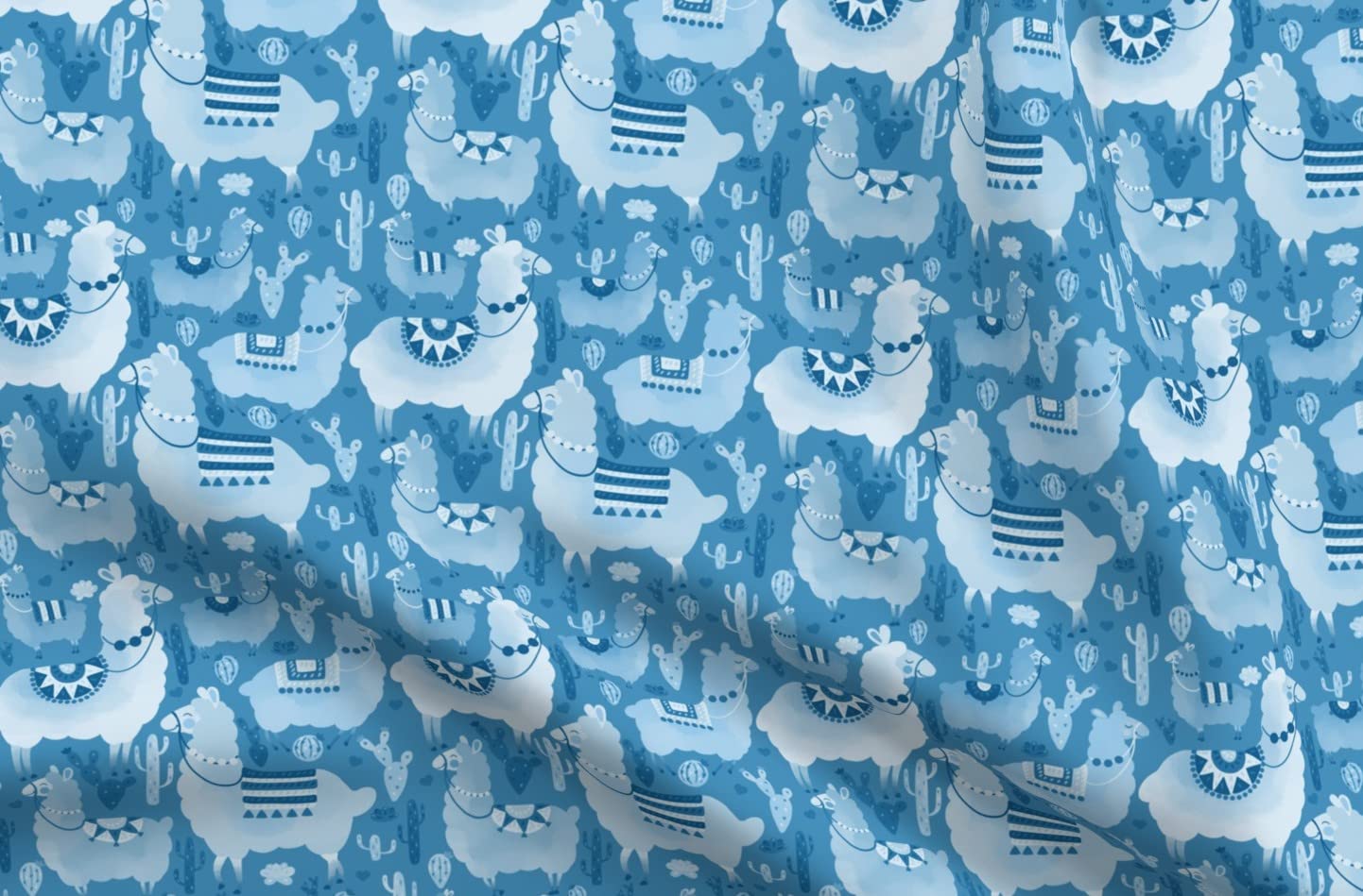 Alpacas and Cacti Printed Velvet Upholstery Fabric by The Yard - Soft Monochrome Nursery Design for Home Decor, Apparel & DIY Projects | Perfect for Curtains, Pillows, and Clothing