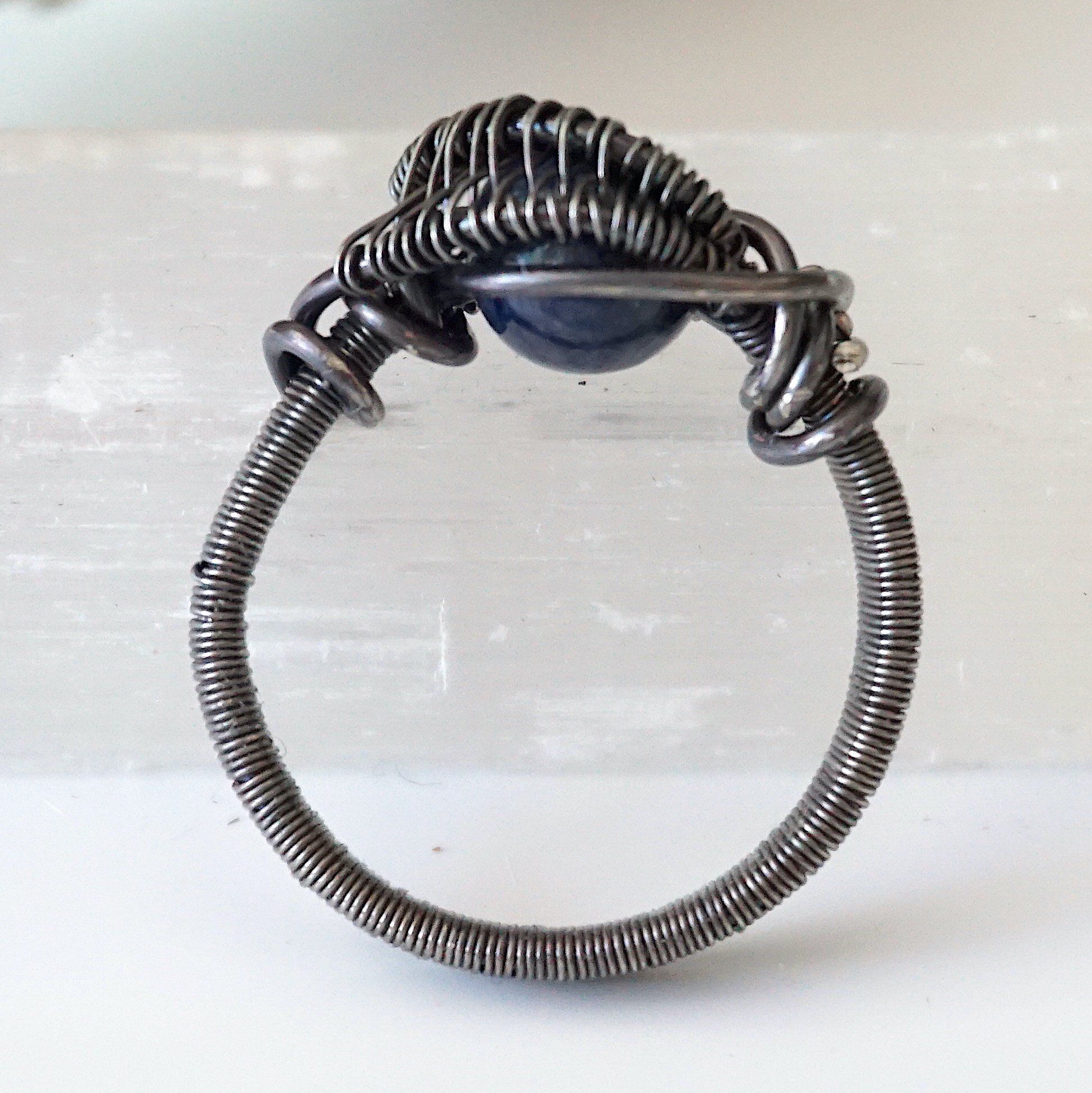 Handmade Sterling Silver Wire Wrapped Raw Sapphire Ring - Natural Blue Gemstone Jewelry for Women - Perfect for Boho Chic, Wedding & Everyday Wear