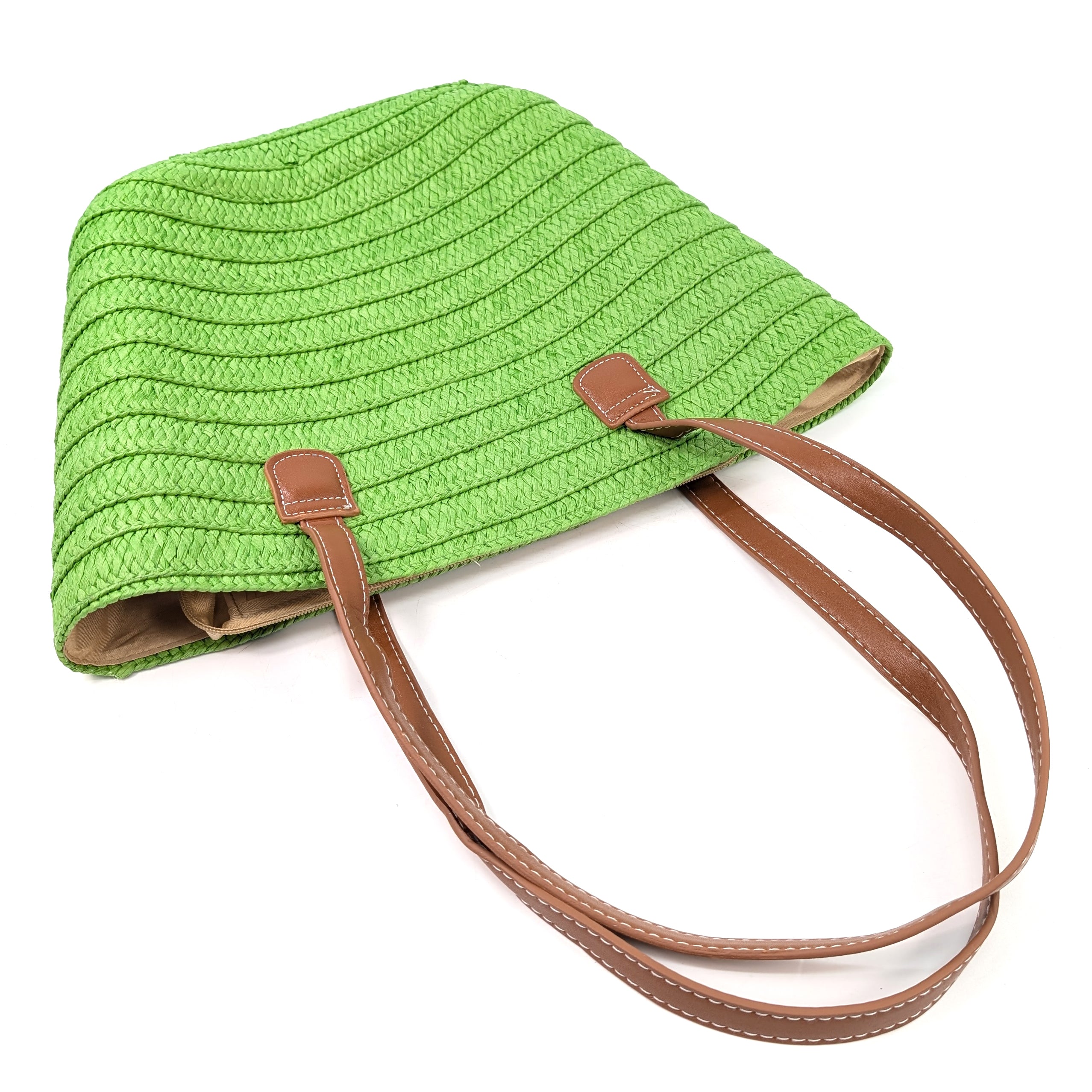 Stylish Straw Shoulder Bag for Women - Eco-Friendly Green Handbag for Beach, Summer & Casual Outings