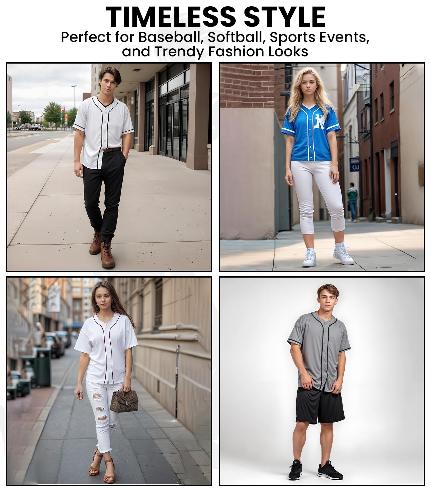 Exxact Sports Blank Baseball Jersey for Men & Women - Button Down Plain Baseball Uniform for Teams & Casual Wear - Perfect for Baseball Games, Practice, and Fan Apparel