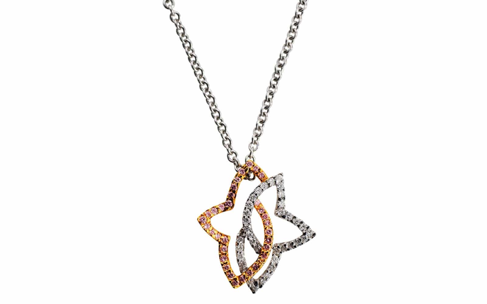 18K White Rose Gold Pink & White Diamond Star Pendant Necklace for Women - Elegant Jewelry Gift for Anniversary, Birthday & Valentine's Day