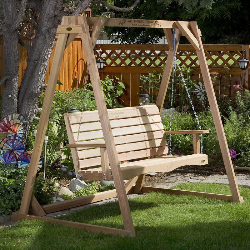 All Things Cedar A-Frame Swing Set with Wooden Frame - Perfect for Backyard Playgrounds, Kids Outdoor Activities, and Family Fun
