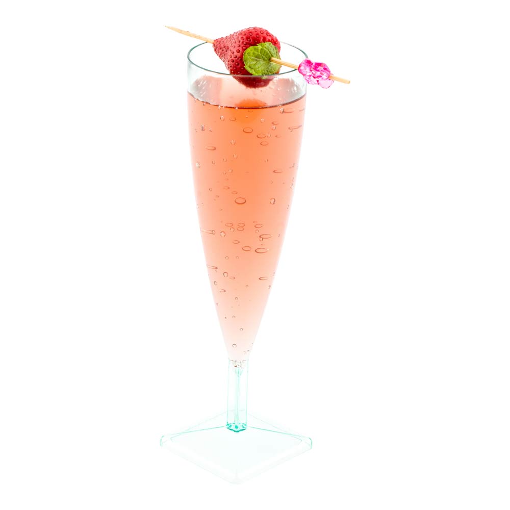 5 oz Seagreen Plastic Champagne Flutes - Bulk Pack of 100 Disposable Cups (2