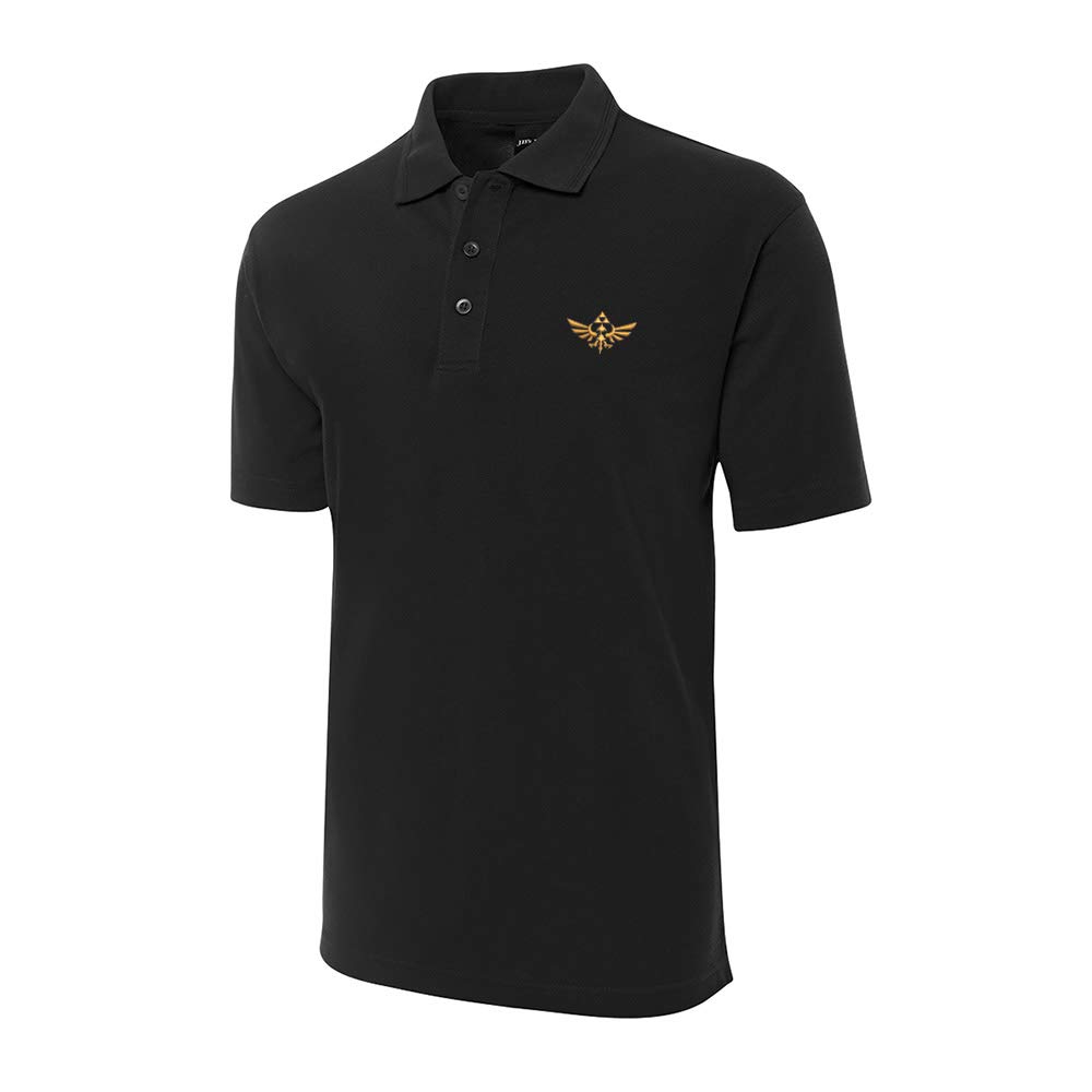 Lexiu Yibai Men's The Legend of Zelda Triumphant Embroidery Short Sleeve Polo Shirt - Breathable Cotton Gaming Tee for Casual Wear, Cosplay & Video Game Enthusiasts