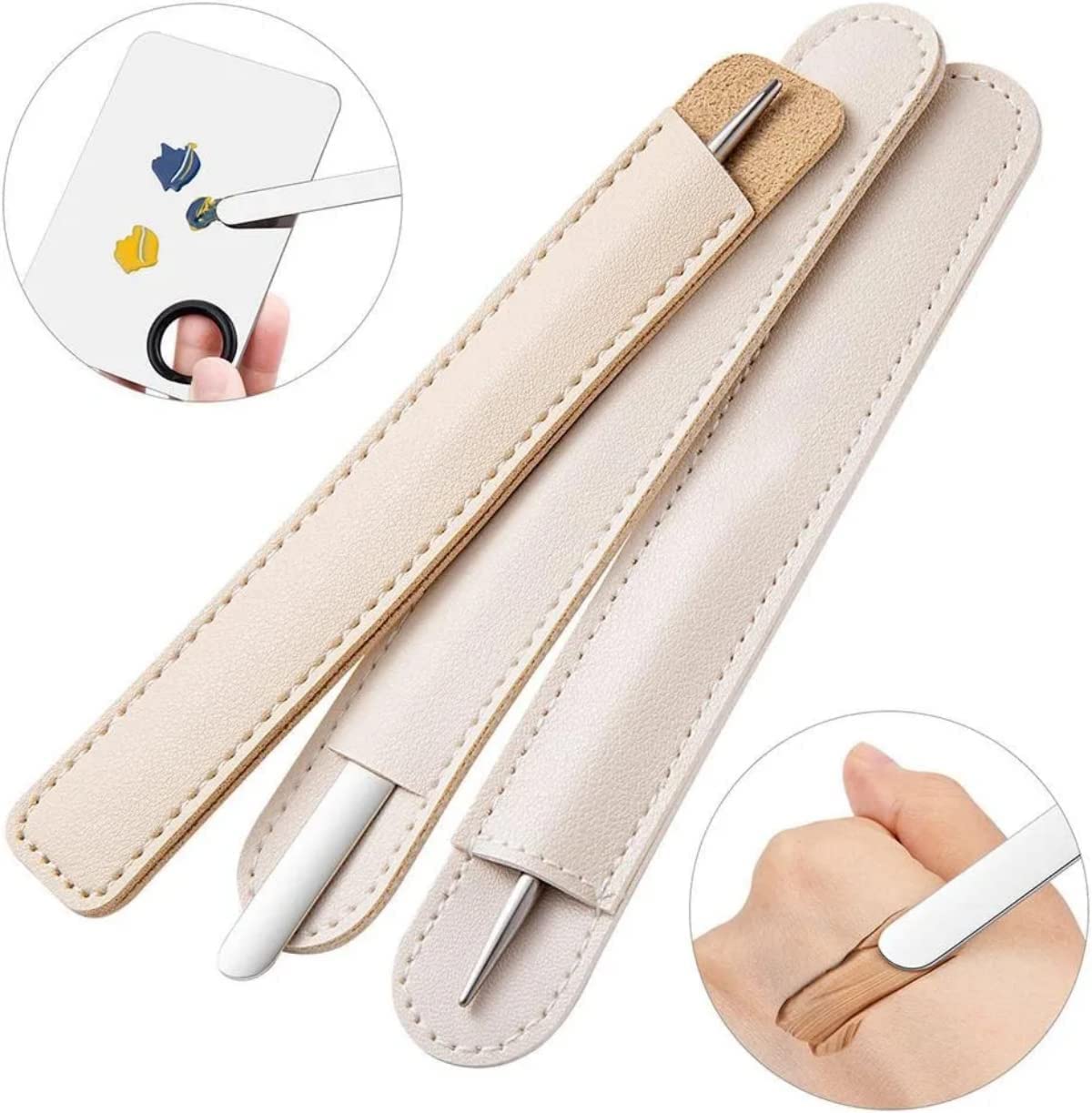 Premium Stainless Steel Makeup Spatula Set - Korean Beauty Spatula & Sponge Kit for Liquid Foundation, Creams & Cosmetics | Perfect for Professional Makeup Artists & Home Beauty Routines