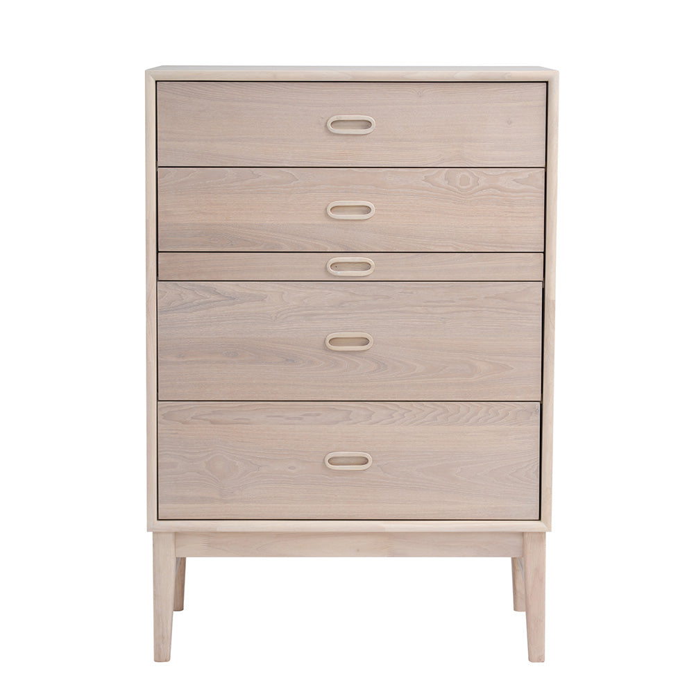 HAYTON 70cm Tall Sideboard - White Oak Solid Wood Buffet Cabinet for Dining Room, Living Room & Entryway Storage