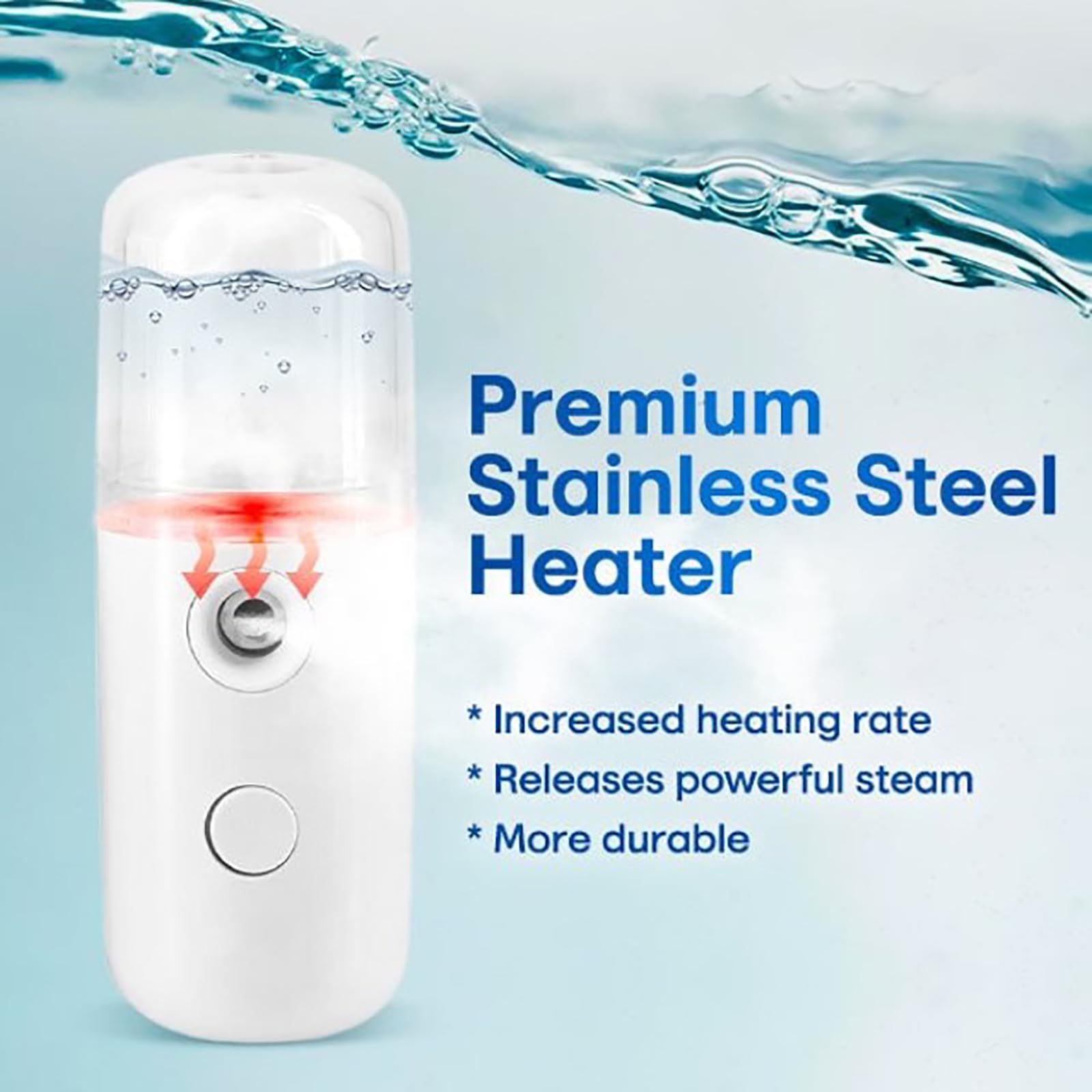 Easy Care Sunshine 15s Heat-Up Mini Travel Steamer - Portable Cordless Rechargeable Steamer for Clothes - Battery Operated Handheld Garment Steamer - Perfect for Travel, Business Trips & Home Use (Blue)