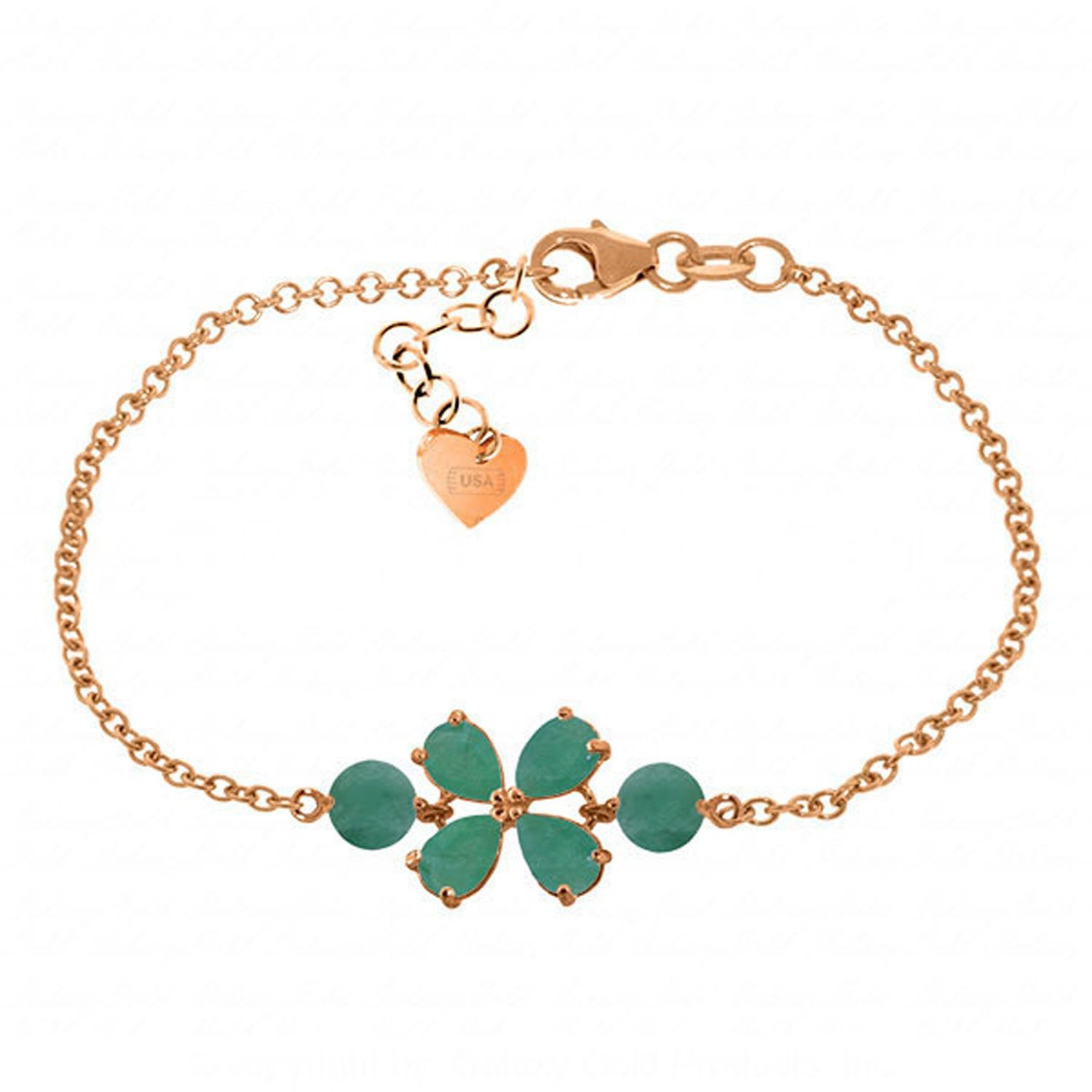 14K Solid Rose Gold Bracelet with 3.15 Carat Natural Emerald - Elegant Jewelry for Women, Perfect for Weddings, Anniversaries & Special Occasions