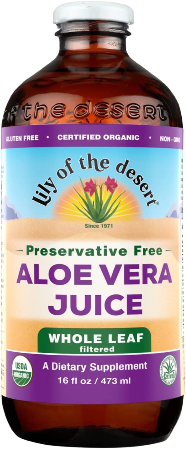 Lily Of The Desert Aloe Vera Juice - Preservative Free, Inner Fillet, 16 Fl oz - Perfect for Digestive Health & Skin Hydration