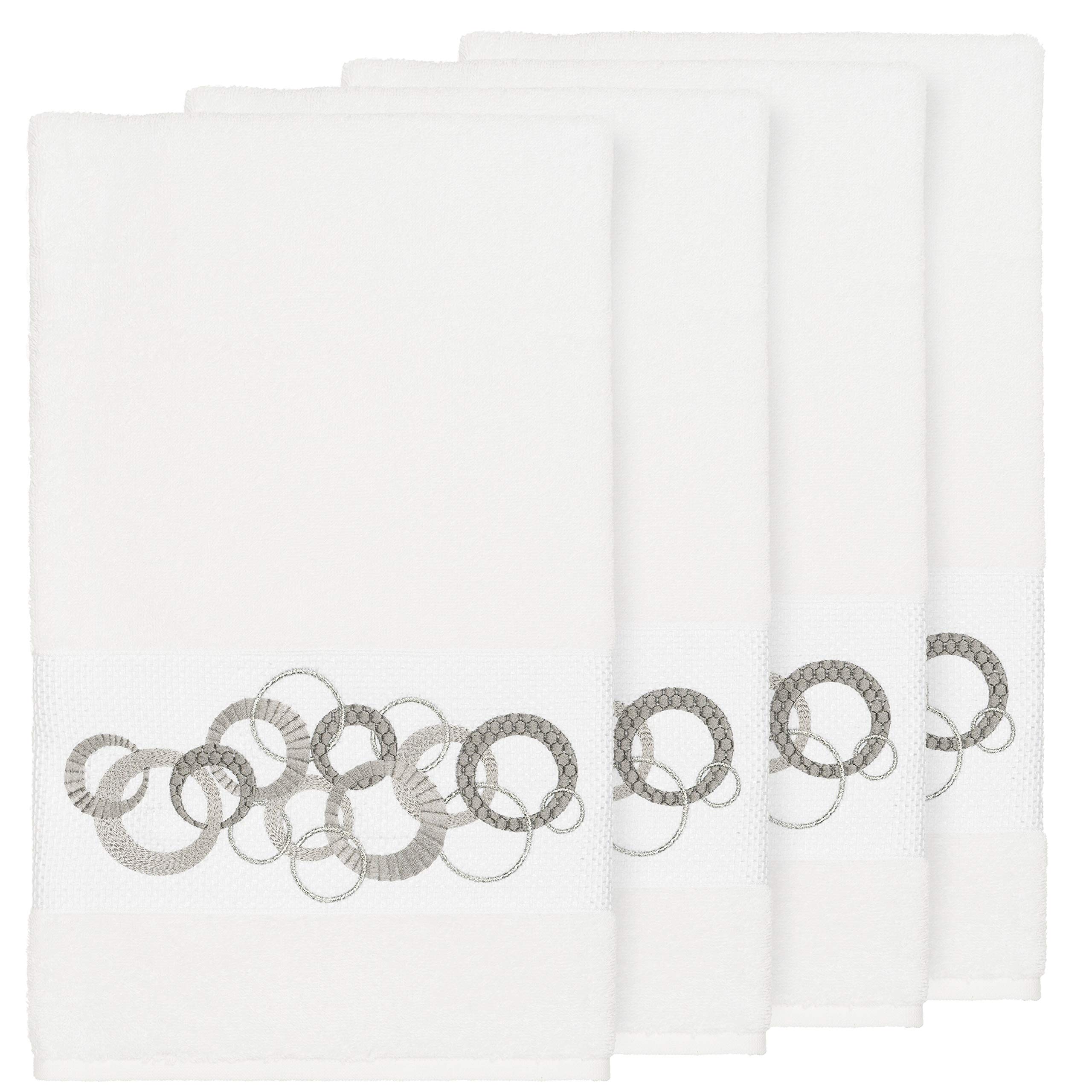 Premium 4-Piece Turkish Cotton Embroidered Bath Towel Set - Ultra Soft & Absorbent Terry Cloth for Spa, Bathroom & Luxury Home Decor