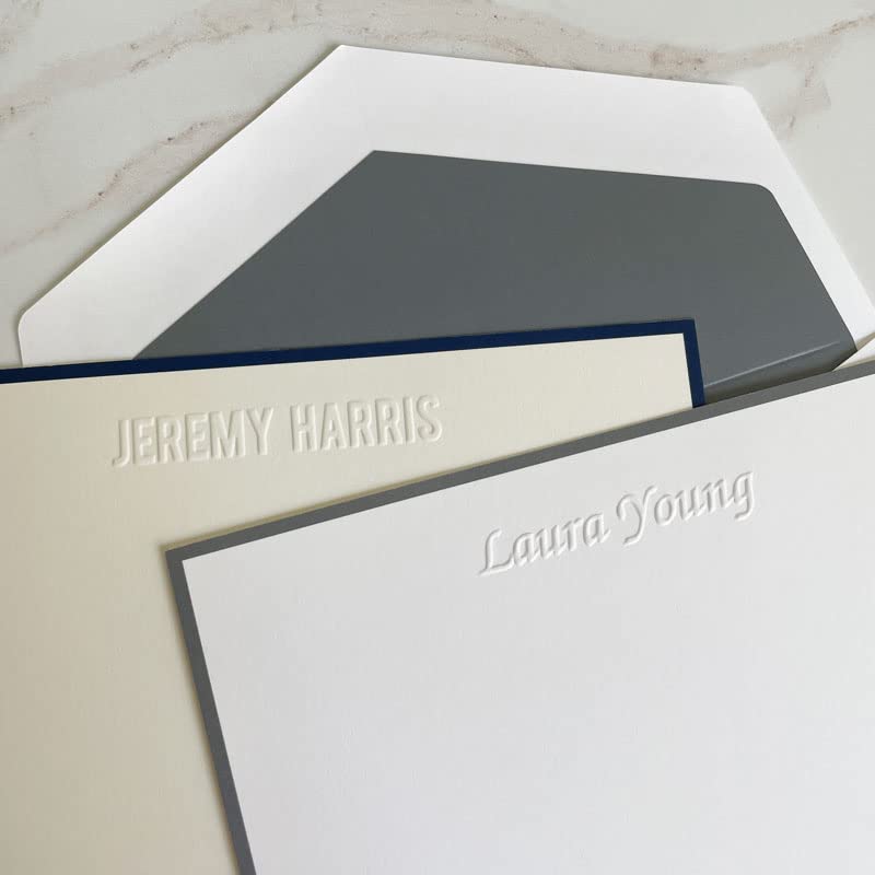 Custom Embossed Flat Cards - Personalized Stationery for Weddings, Invitations & Greeting Cards - Elegant Monte Design for Special Occasions