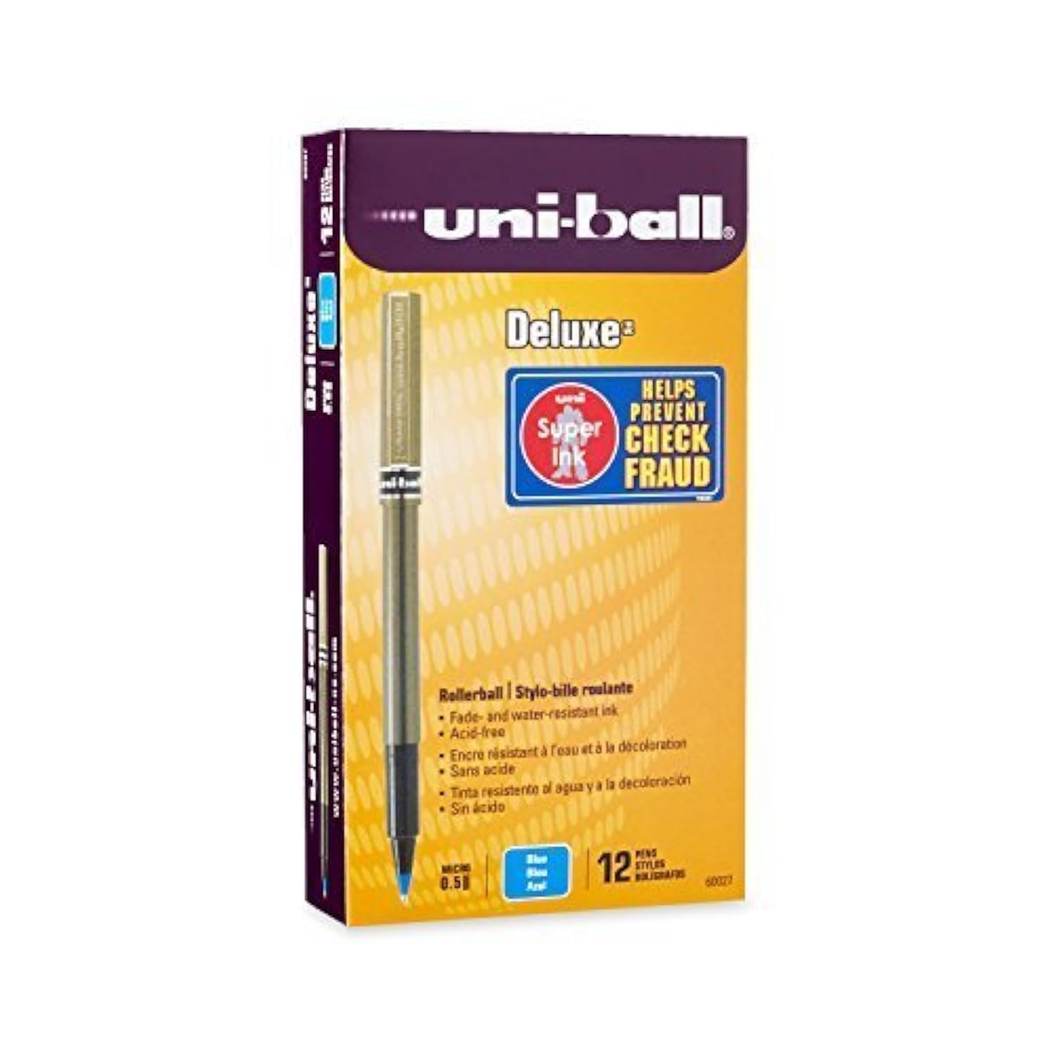 Uni-ball Deluxe Roller Ball Pens - 2 Pack Blue Ink Micro Point Fine Tip Pens for Smooth Writing | Ideal for Office, School, Note Taking & Journaling