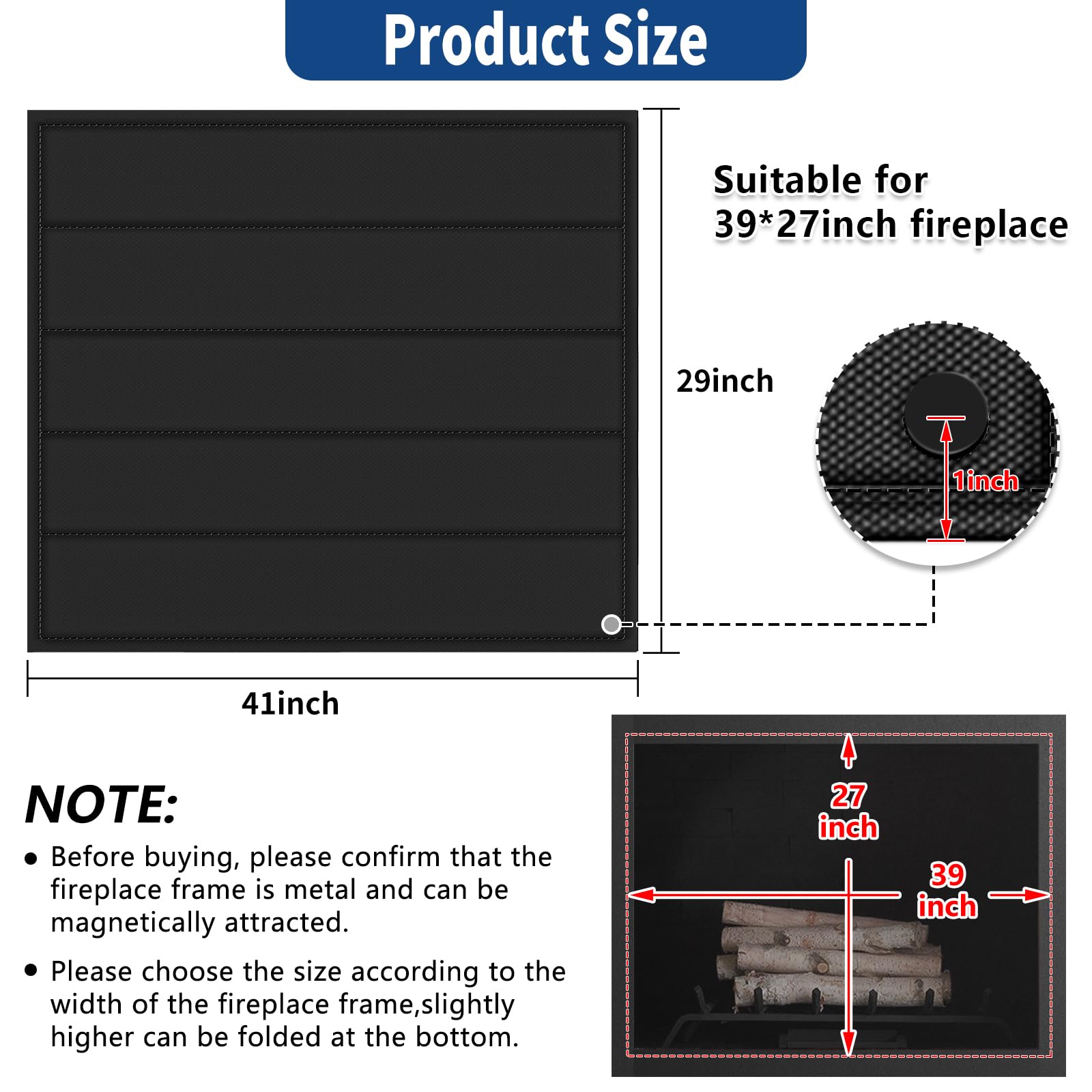Magnetic Fireplace Cover Blanket - 41