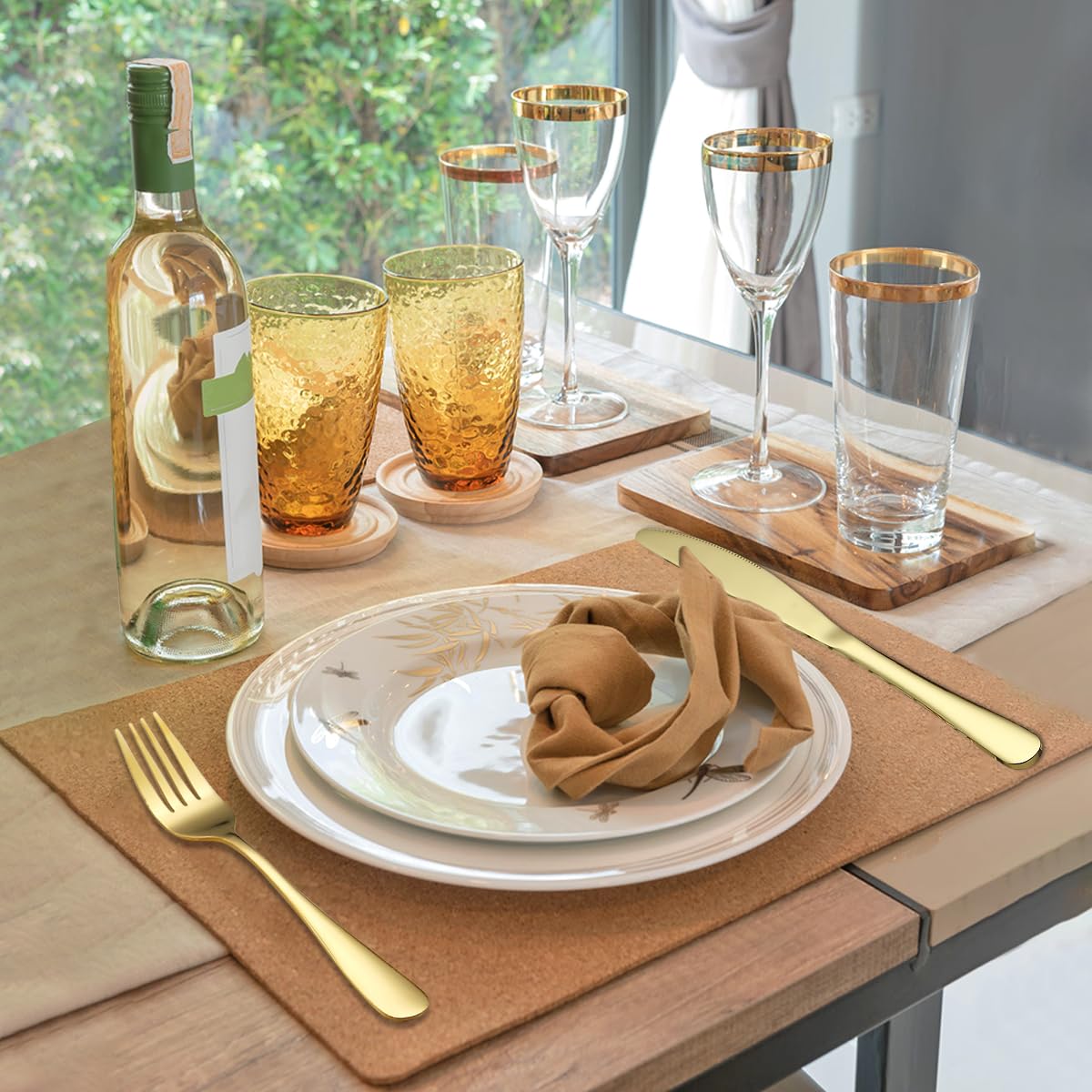12-Piece Gold Plated Stainless Steel Dinner Forks Set - Elegant Titanium Gold Flatware for Home, Restaurant, Wedding & Parties - Perfect for Fine Dining, Special Events & Everyday Use