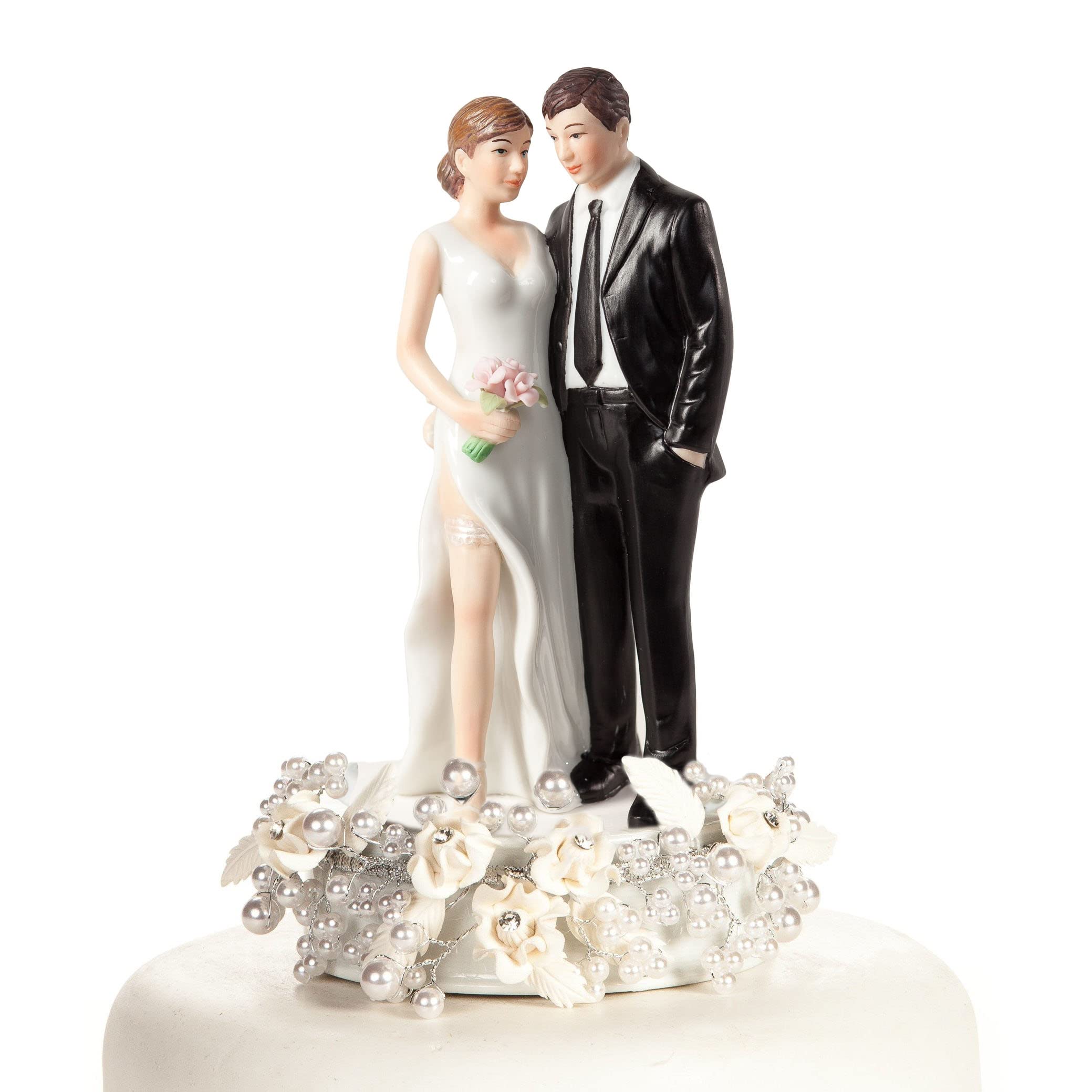 Vintage Rose Pearl Wedding Cake Topper - Elegant Handmade Bridal Cake Decor for Weddings, Anniversaries & Special Celebrations