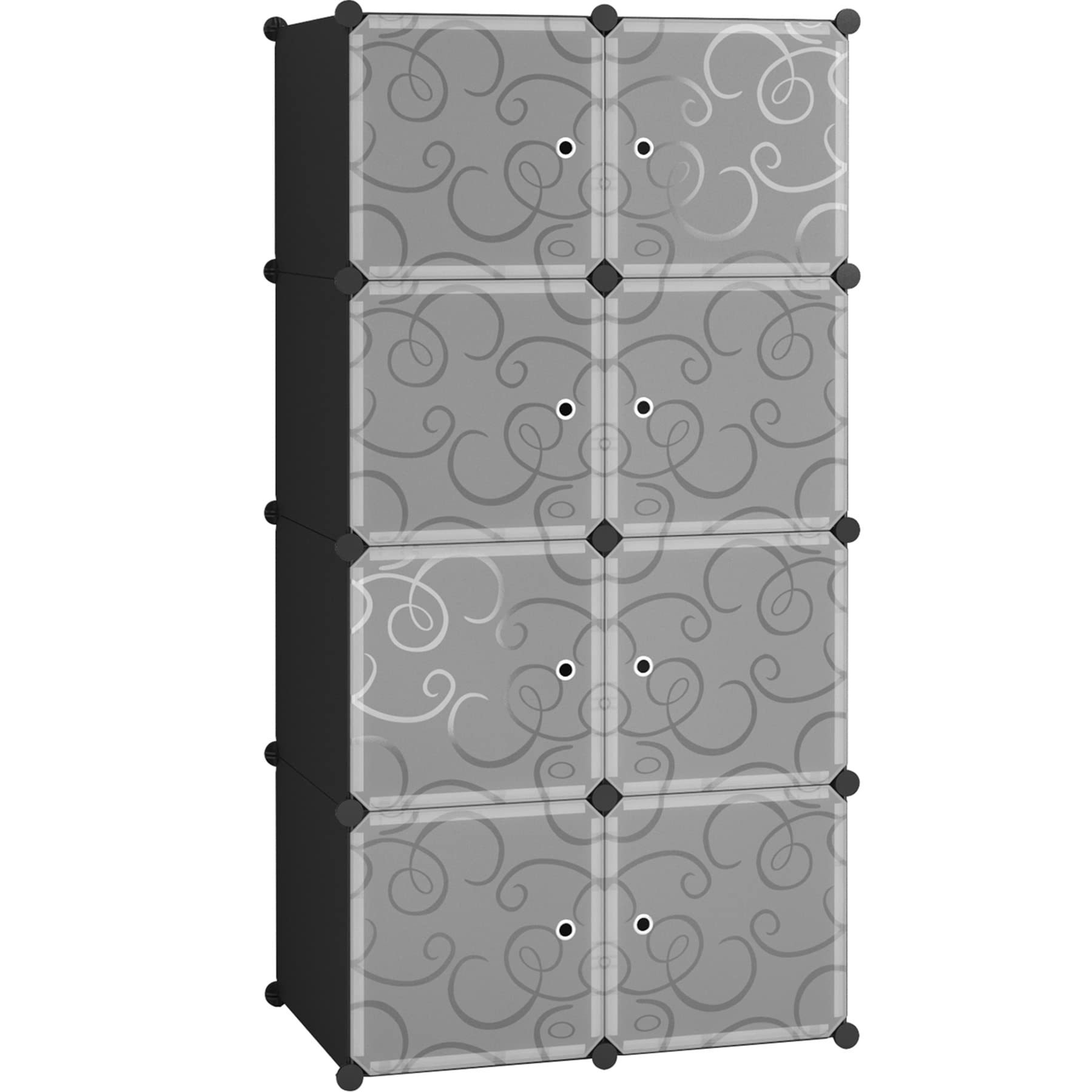 C&AHOME 8-Cube Storage Organizer with Doors - DIY Plastic Modular Bookshelf & Closet Cabinet, 24.8