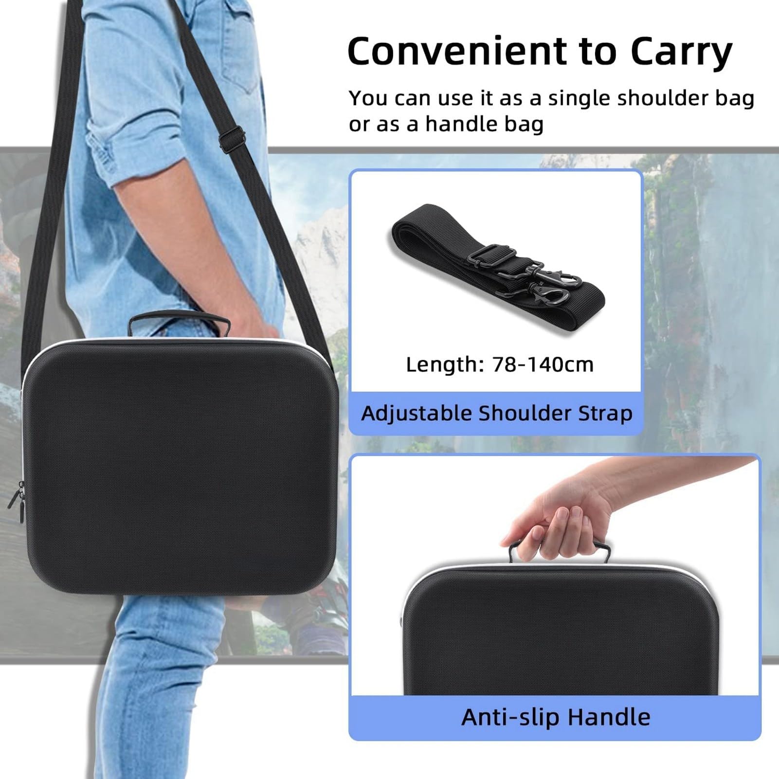 PS VR2 Hard Carrying Case with Shoulder Strap - Protective Storage Bag for PlayStation VR2 Headset & Controllers - Travel-Friendly Design for Gaming Accessories | Perfect for Travel, Storage & Gaming Events