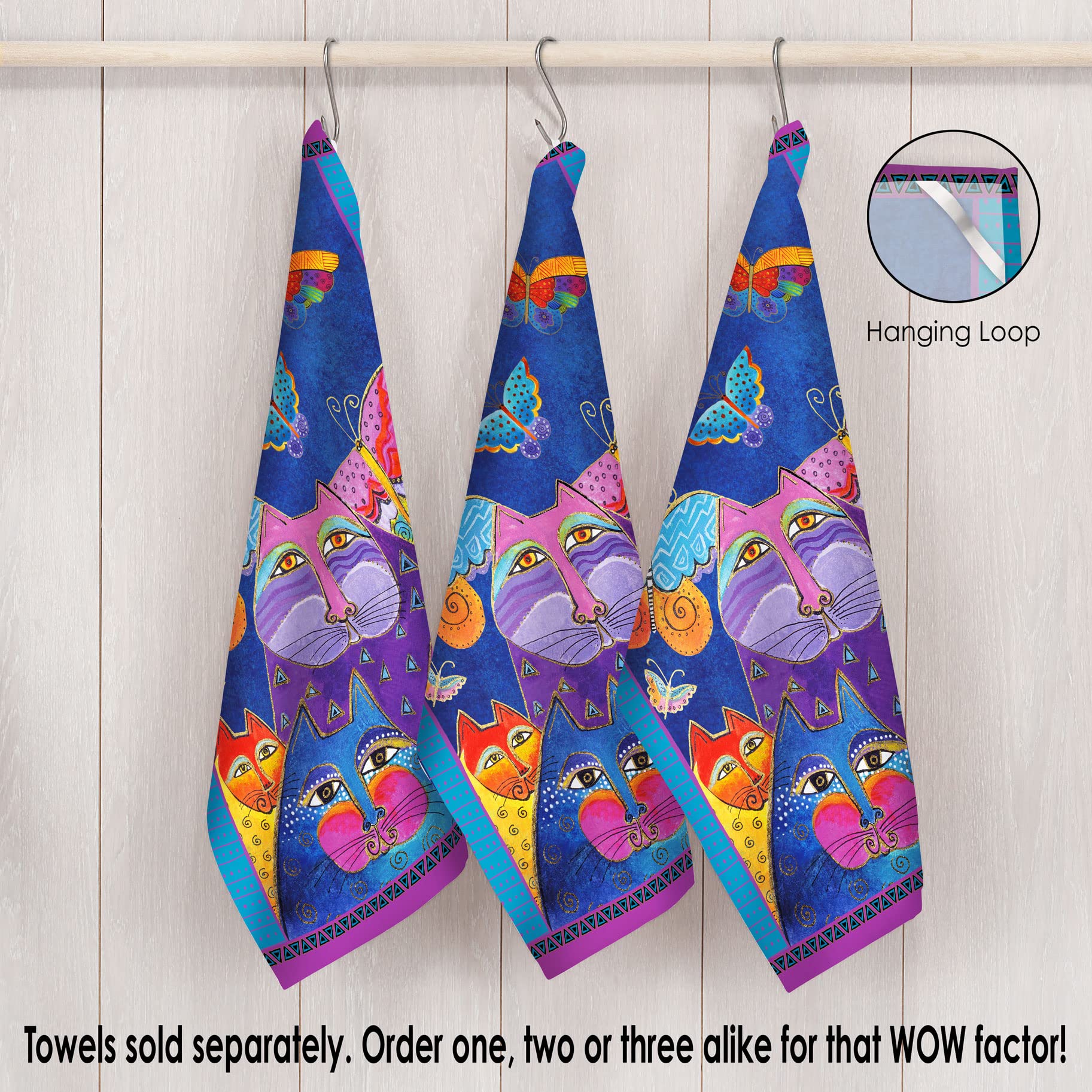 **Laurel Burch Flutterbyes Tea Towels - 18 x 28 Inches, 100% Cotton Super Soft & Absorbent Kitchen Dish Towels (1 Count) - Perfect for Drying Dishes, Decor & Gift Giving**