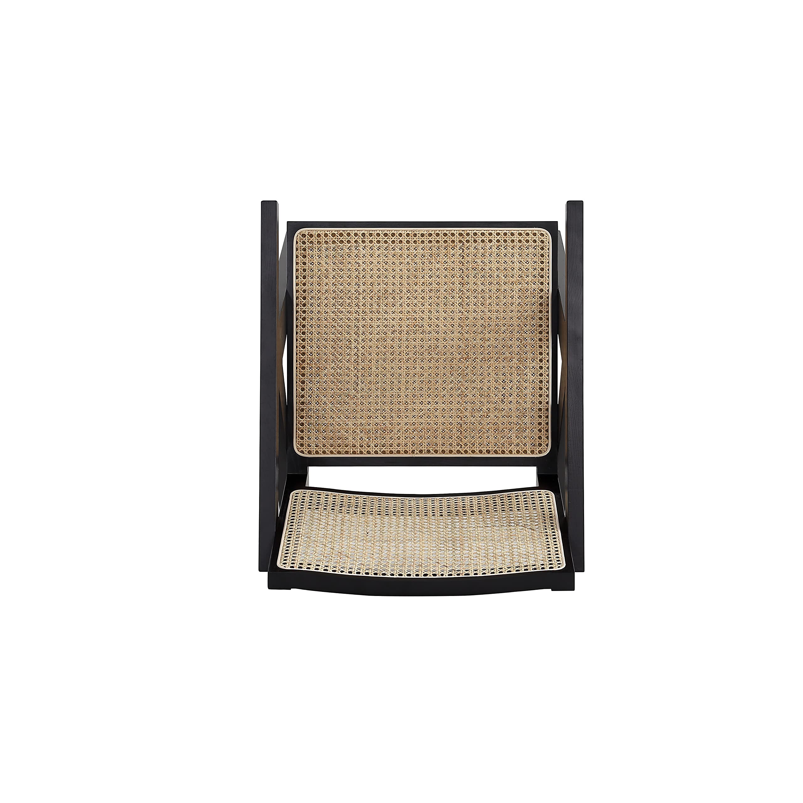 Giverny Rattan Wicker Cane Outdoor Dining Chairs Set of 4 - Black & Natural Cane Side Chairs for Patio, Restaurant, Bistro, Cafe, Pub & Indoor Dining Room - Weather-Resistant Rattan Furniture for Outdoor Entertaining & Al Fresco Dining