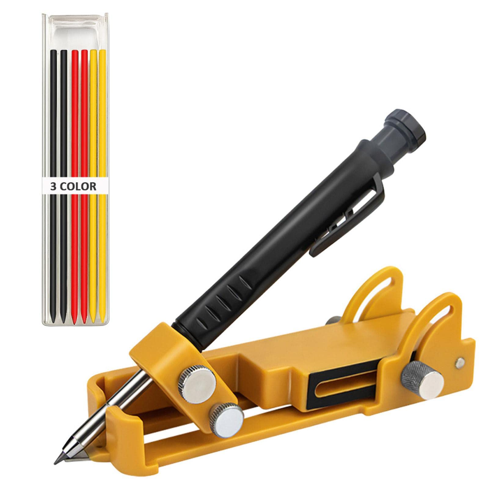 Facaimo Multi-Function Scribing Tool - Construction Pencil with Deep Hole Pin, Woodworking Scriber Gauge & Line Marker - 6 Replaceable Refills for DIY Projects, Carpentry, and Metalworking