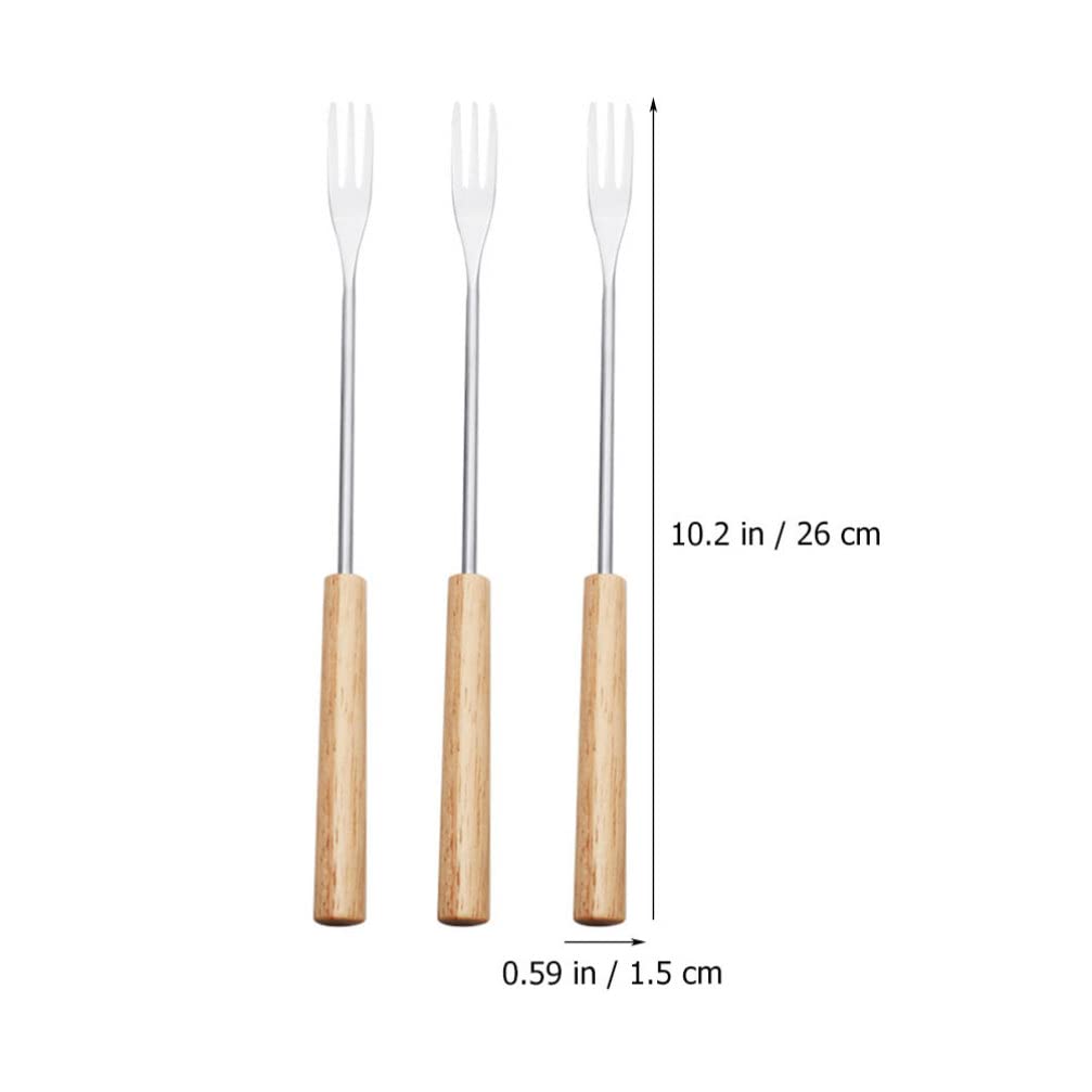 12-Piece Stainless Steel Fondue Forks Set with Wooden Handle - Chocolate & Cheese Fondue Forks, Chocolate Dipping Forks for Chocolate Fountain - Perfect for Parties, Dessert Buffets & Family Gatherings