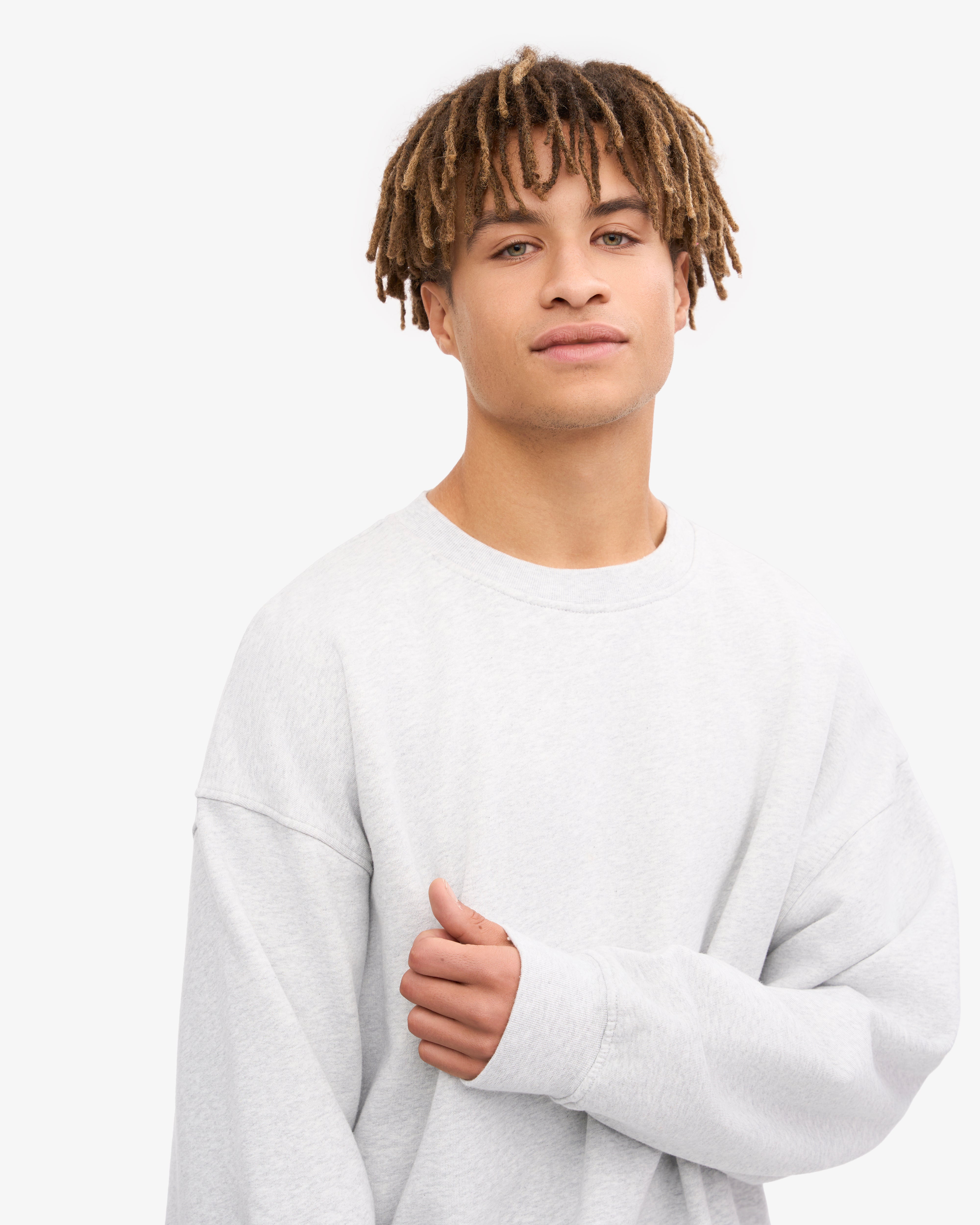 Organic Oversized Crewneck Sweatshirt - Soft Snow Melange Pullover for Women & Men - Cozy Winter Loungewear & Casual Streetwear