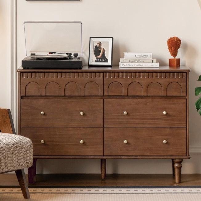 Vintage Black Walnut Solid Wood Cabinet - French Style Retro Storage Cabinet for Living Room, Bedroom & Office Organization