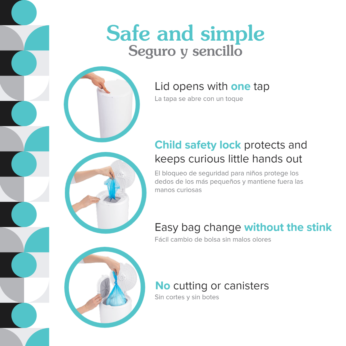 PurePail Diaper Pail - Odor-Free Baby Diaper Disposal System for Nursery & Changing Stations | Perfect for Newborns, Toddlers & Cloth Diapers | Home, Daycare & Travel Use