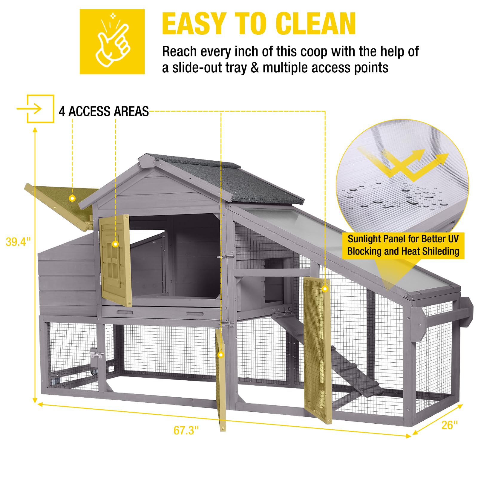 Aivituvin Large Mobile Chicken Coop with Wheels - Outdoor Poultry Cage & Hen House for Backyard Farming | Perfect for Free-Range Chickens, Duck Housing & Garden Poultry Keeping