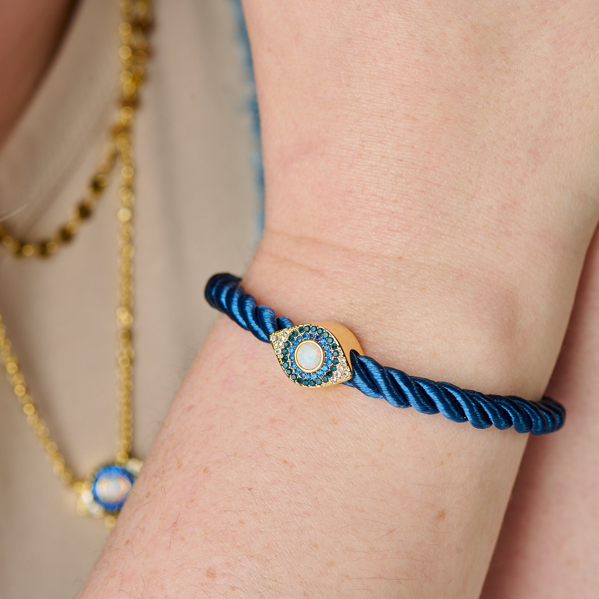 Evil Eye Adjustable Cord Bracelet for Women - Protection Charm Adjustable String Bracelet - Spiritual Jewelry for Good Luck & Positive Energy - Perfect for Daily Wear, Gifts & Meditation