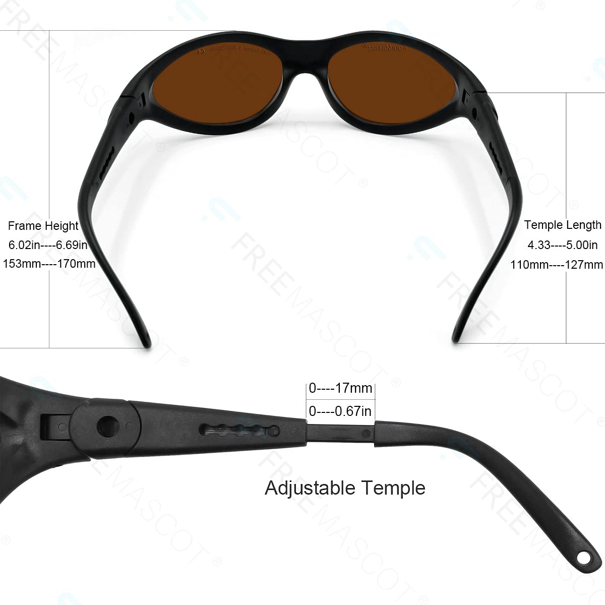 FreeMascot Professional OD 4+ Laser Safety Glasses 190nm-540nm & 600nm-700nm - Protection for Violet, Blue, Green & Red Lasers - Ideal for Laser Cutting, Engraving & Lab Work