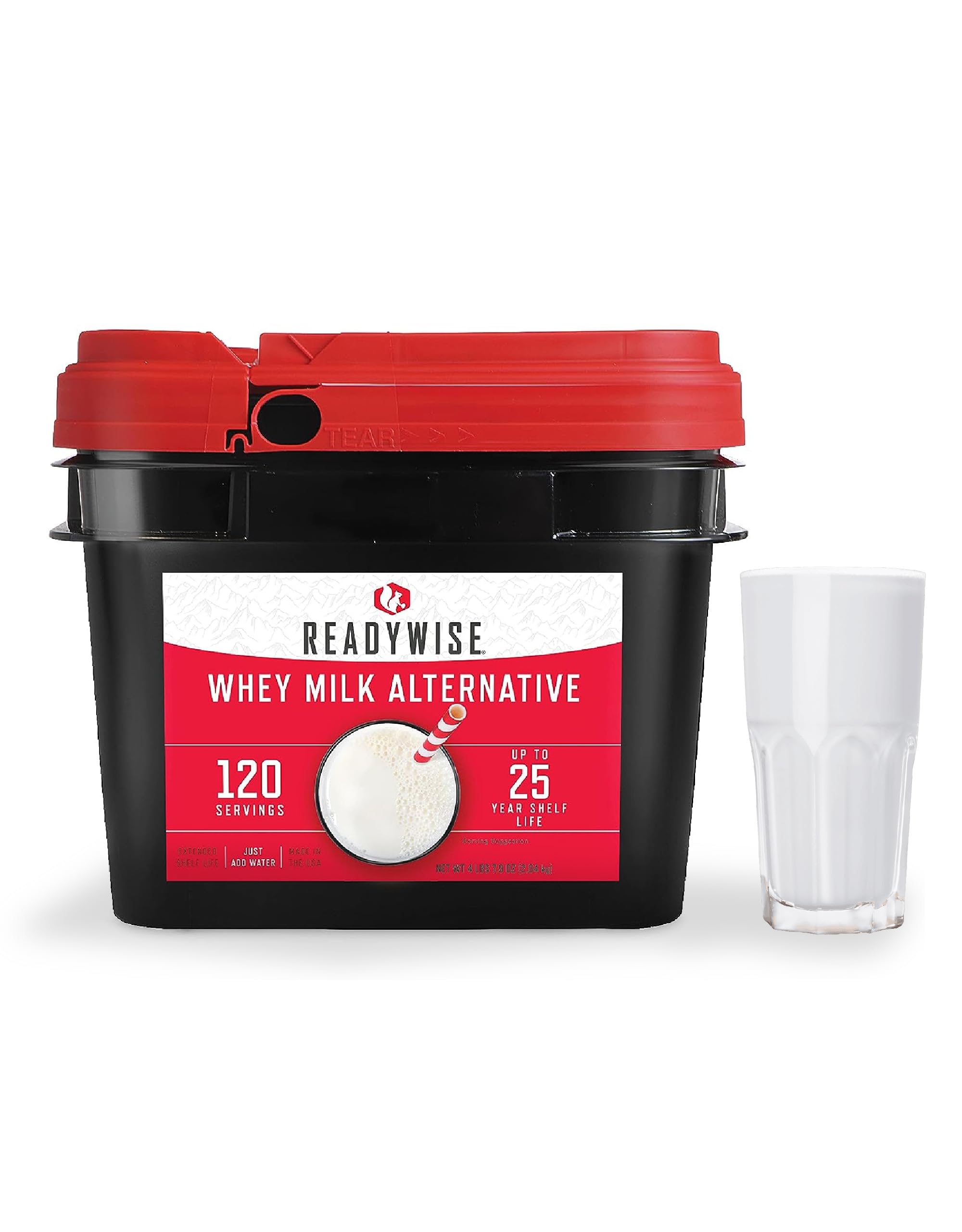 READYWISE Whey Milk Alternative Bucket - 120 Servings Freeze Dried Survival Drink | Emergency Food Supply, MRE Meal Replacement & Camping Essentials | Individually Packaged with 25 Year Shelf Life | Perfect for Hiking, Adventure, Disaster Preparedness & Long-Term Storage