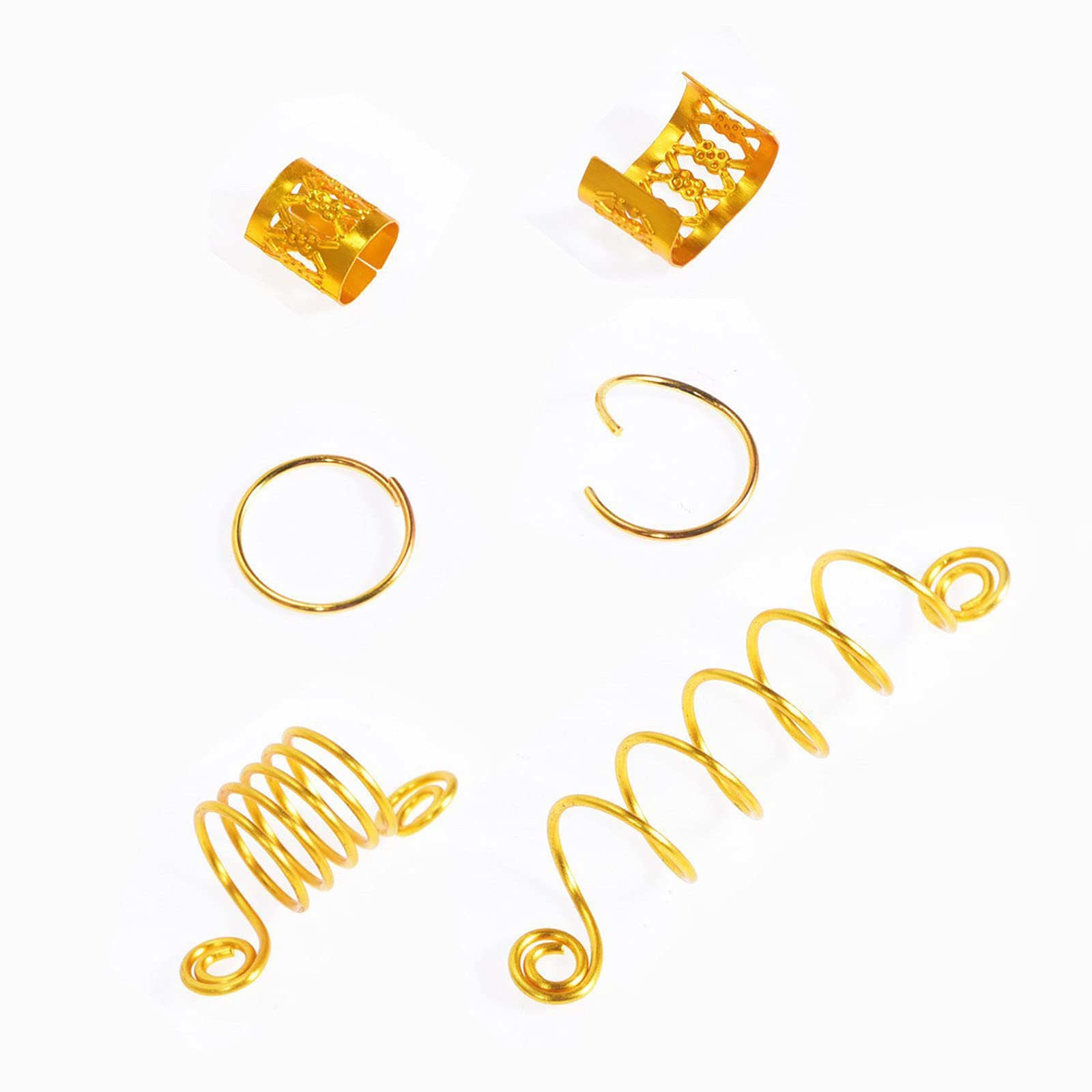 60-Piece Hair Accessories Kit - Decorative Hair Rings, Coil Headbands & Braid Extensions for Women (Metal Hair Rings, Boho Hair Jewelry) - Perfect for Parties, Weddings & Everyday Styling