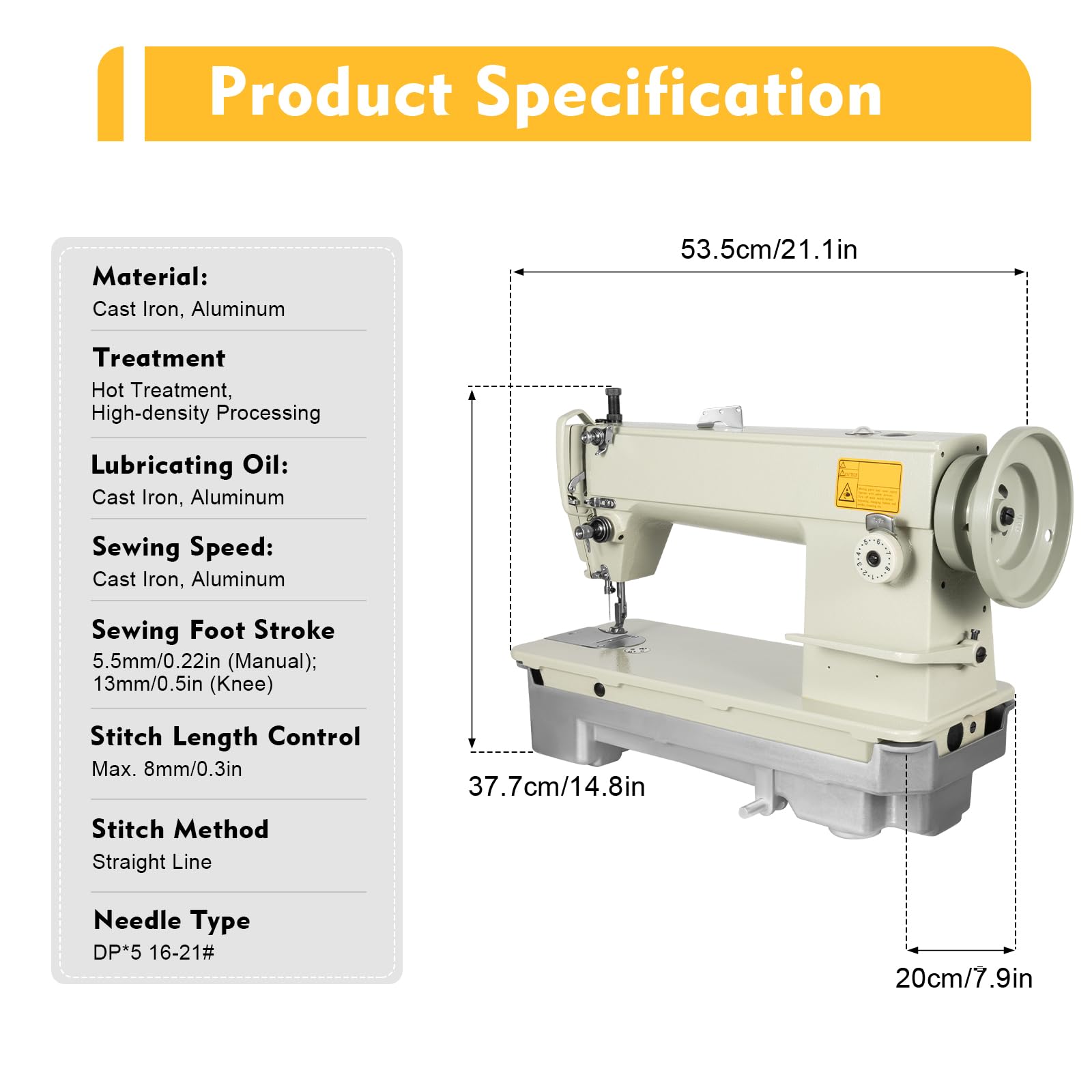 Heavy Duty Industrial Leather Sewing Machine Head - 3000 SPM Lockstitch for Thick Materials | Professional Sewing Tool for Leather, Jeans, Tents & Heavy Fabrics | Perfect for Upholstery, Bag Making & Apparel Manufacturing