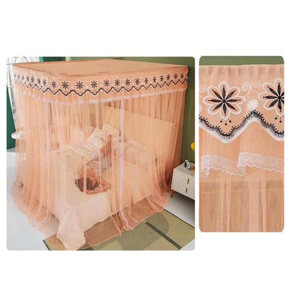 Romantic Pink Bed Canopy Mosquito Net for Single, Double & King Beds - 120X200CM Metal Frame Summer Bed Curtain for Bedroom Decor | Perfect for Outdoor Camping, Boho Bedroom & Wedding Decorations