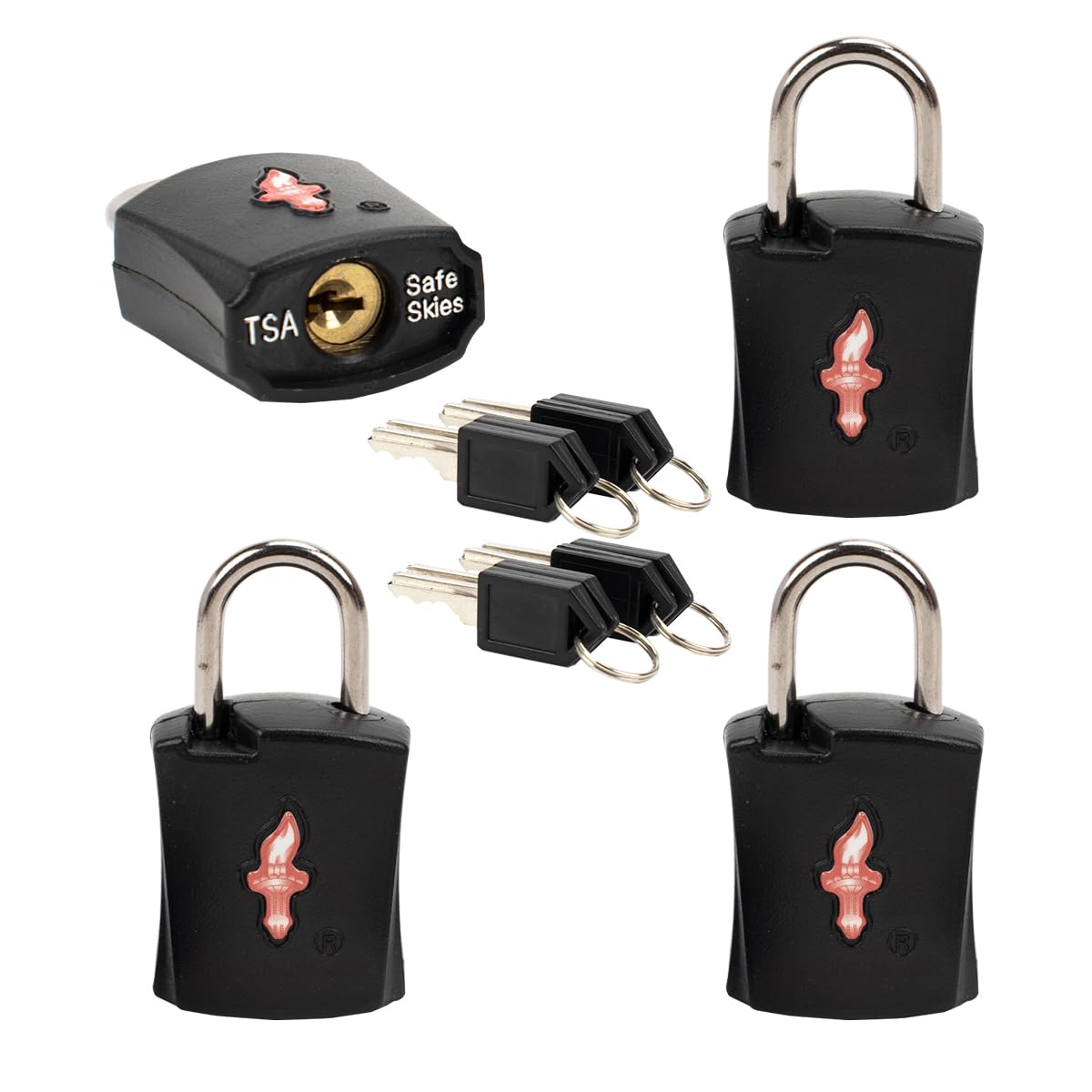 4 Pack Black TSA Approved Luggage Locks - Secure Suitcases, Carry-On Bags, Backpacks & Laptop Cases | Travel Essentials for Airports & Hotels
