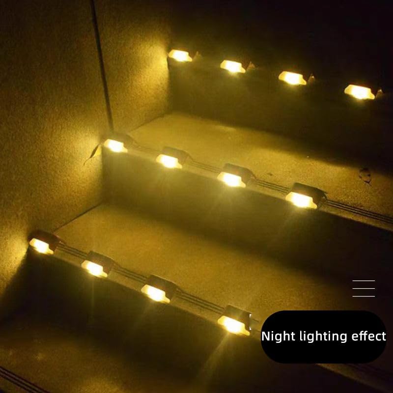 8 Pack Solar Deck Lights Outdoor - Waterproof LED Pathway Lights for Poolside, Deck, Stairway & Garden Decoration (Black Shell, Warm White) - Perfect for Patio, Walkway & Landscape Lighting at Night