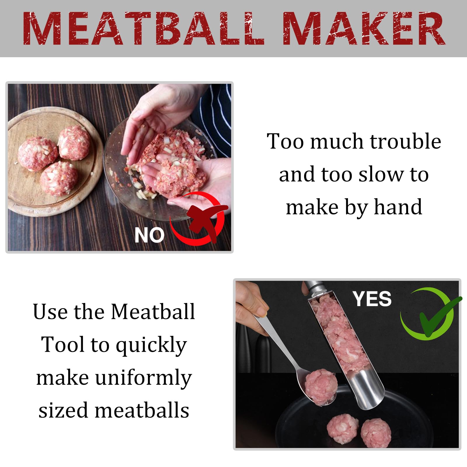 Stainless Steel Meatball Maker - 304 Non-Stick Meatball Press Tool for Dumplings, Pastries & Cooking | Perfect for Home Kitchen, Restaurants & Meal Prep (Small Size)