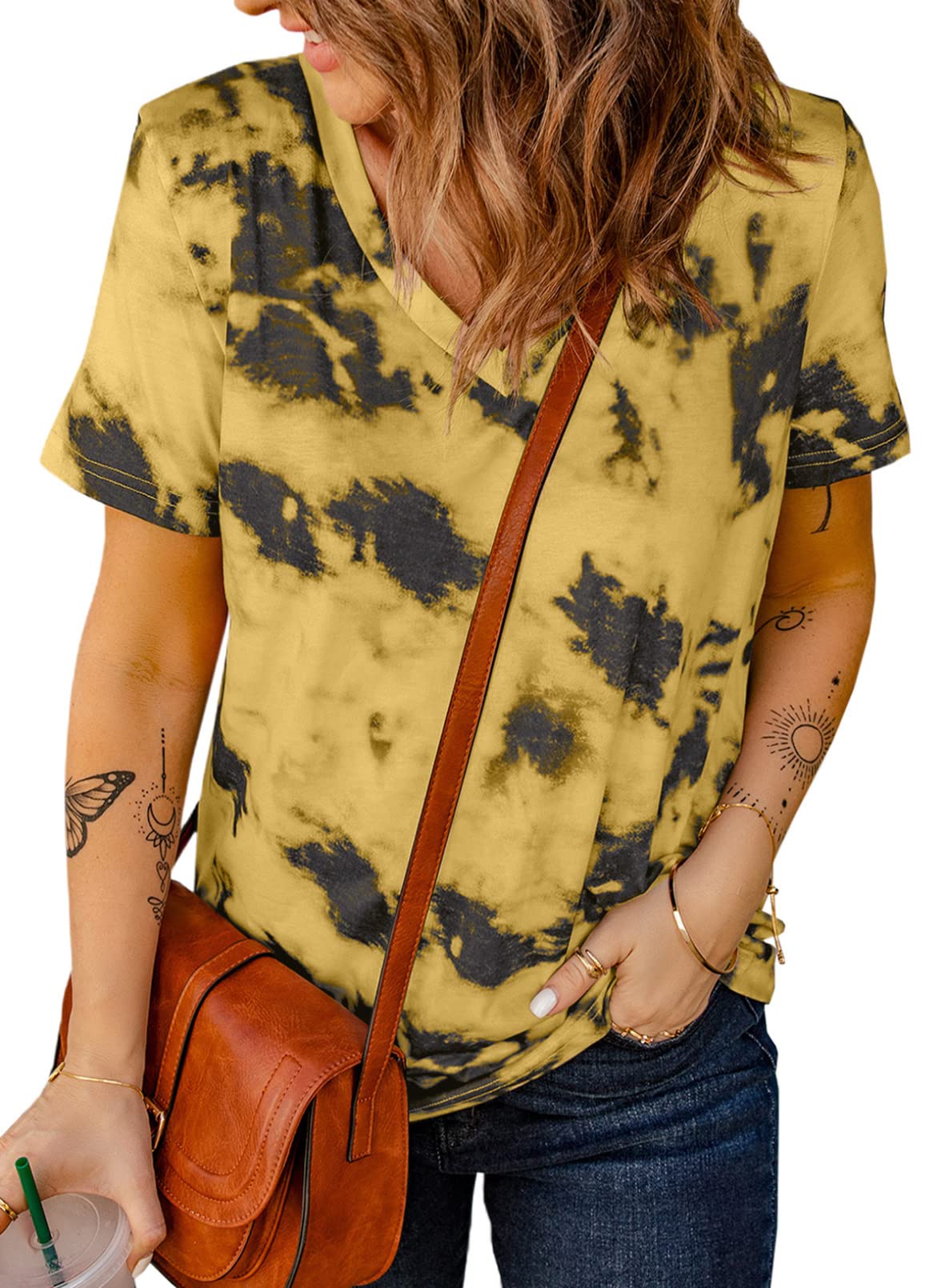 EVALESS Women's Summer Short Sleeve T-Shirt - Sexy Casual Crewneck Basic Tee for Women | Perfect for Beach Outings, Date Nights & Everyday Wear